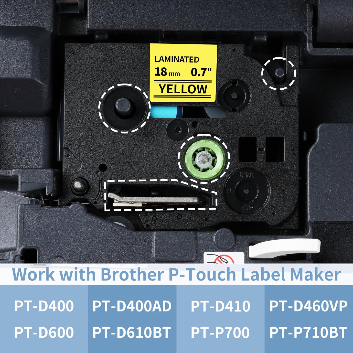 Replacement for Brother P Touch Label Maker Tape Yellow 18mm TZe-641 TZe641
