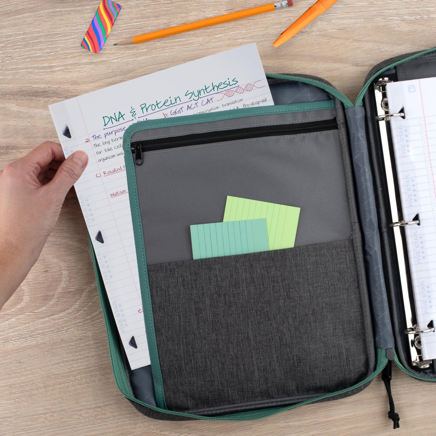 Five Star Zipper Binder, 1 Inch 3-Ring Binder with Round Rings, Carry-All with Pockets and 4-Tab