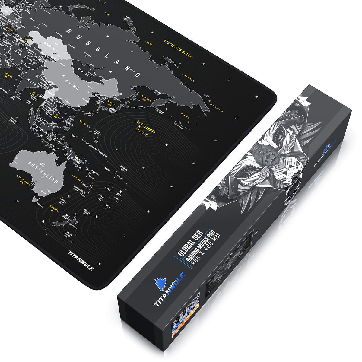 Titanwolf – German Layout – Titanwolf XXL Gaming Mouse Mat 900 x 400 x 3 mm – Desk Mat Large – XXL