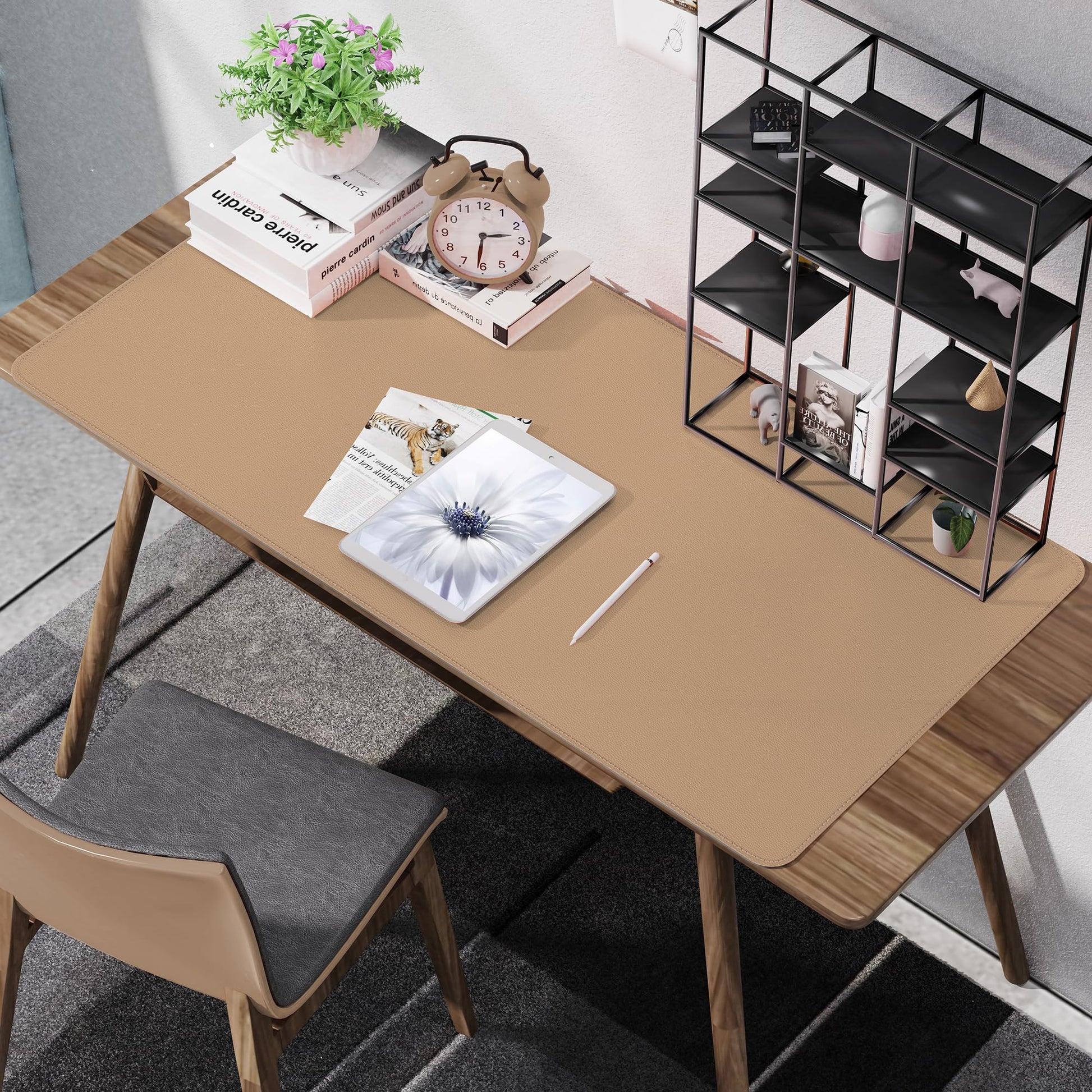 AFIING Cork Desk Mat 47" x 23.6", Dual-Sided Natural Cork & PU Leather Desk Pad, Non-Slip