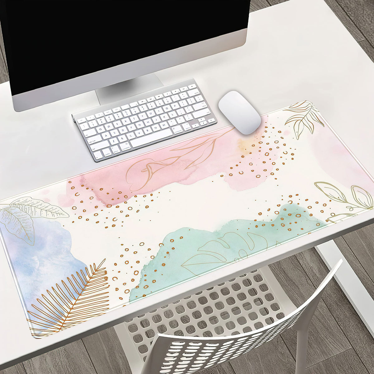 Boho Pastel Painting Mouse Pads, Abstract Mousepad XXL,Extended Mouse Pad for Keyboard & Wireless