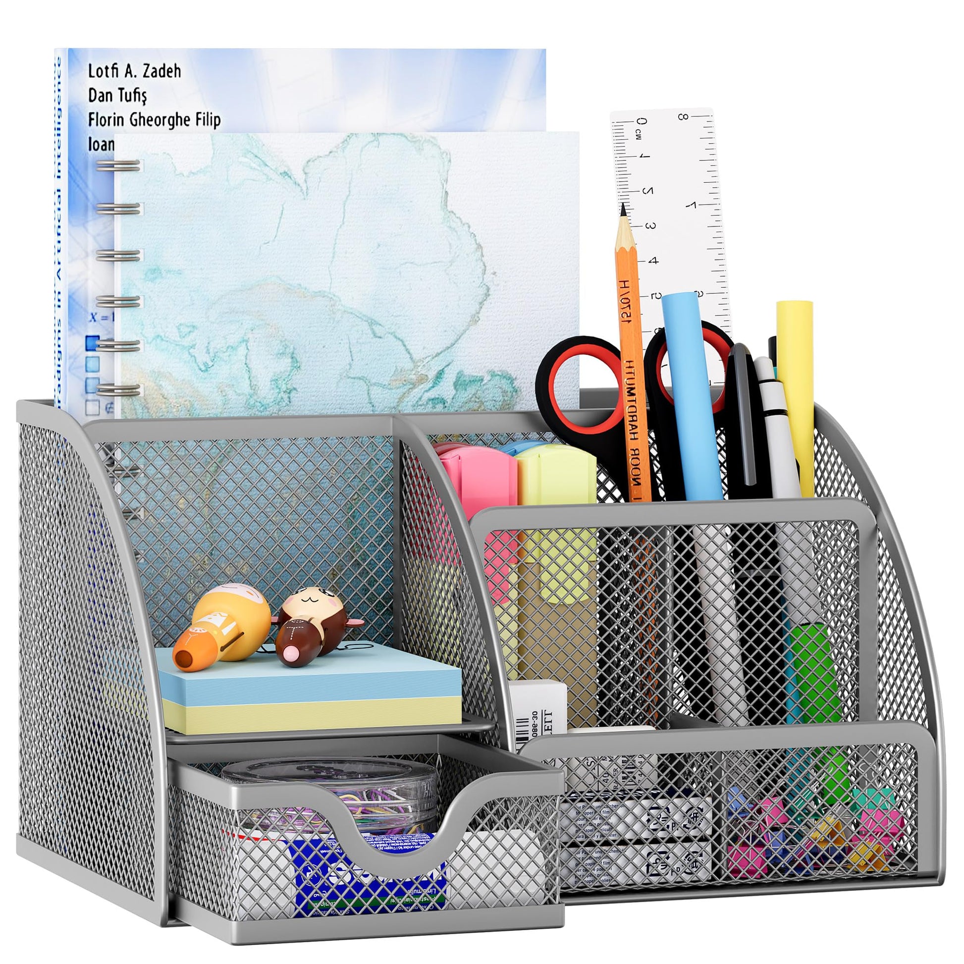 EasyPAG Mesh Desk Organizer with Drawer Multi-functional Pen Holder Stationery Organizer for Office