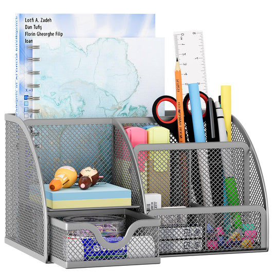 EasyPAG Mesh Desk Organizer with Drawer Multi-functional Pen Holder Stationery Organizer for Office