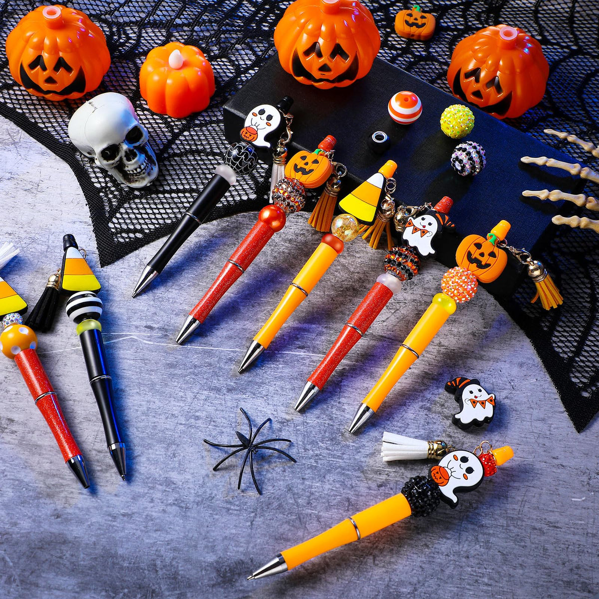 Colarr 12 Sets Halloween Beadable Pen DIY Pen Making Kit,Cute Style