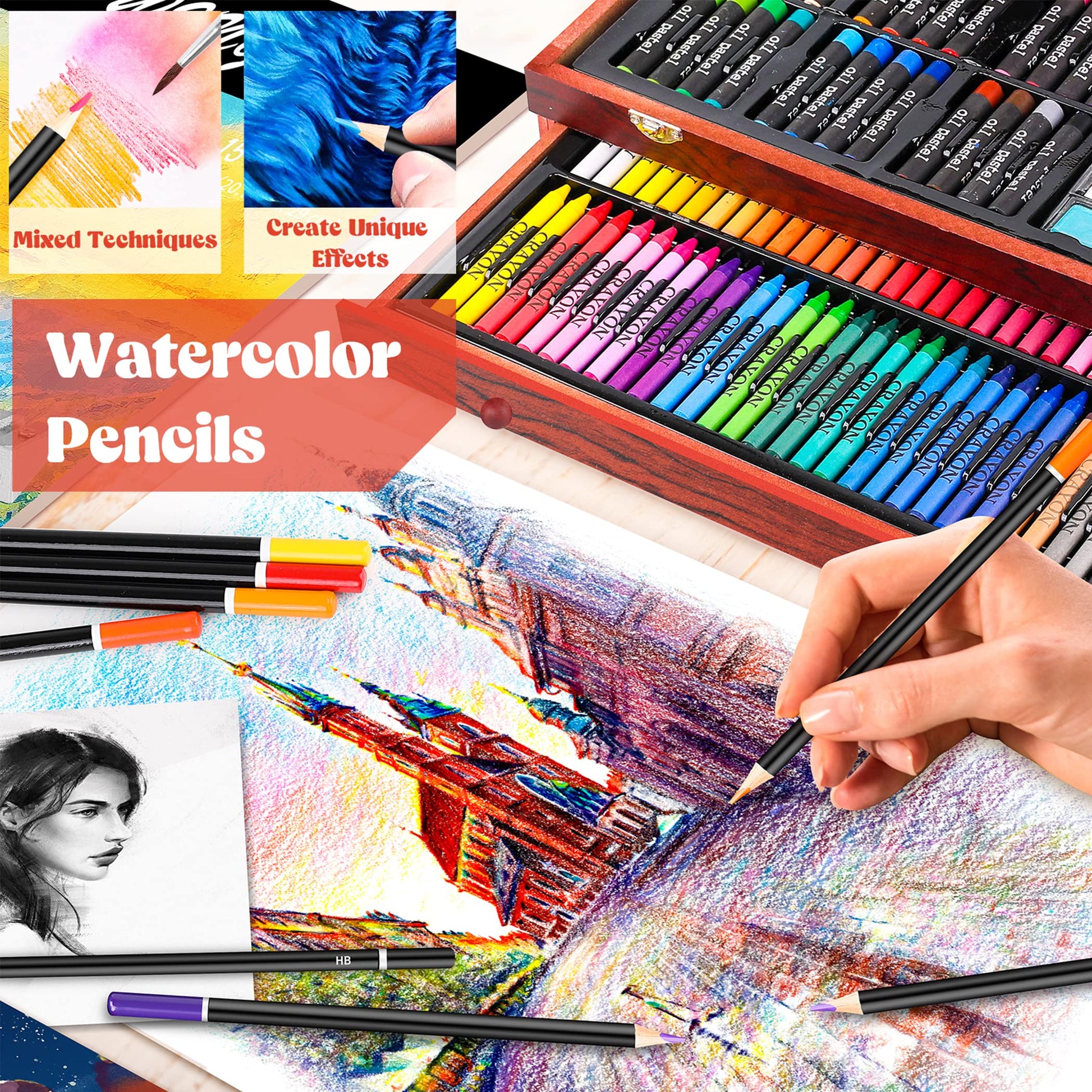 Caliart Art Supplies Kit, 153-Pack Deluxe Drawing Art Set Painting Coloring