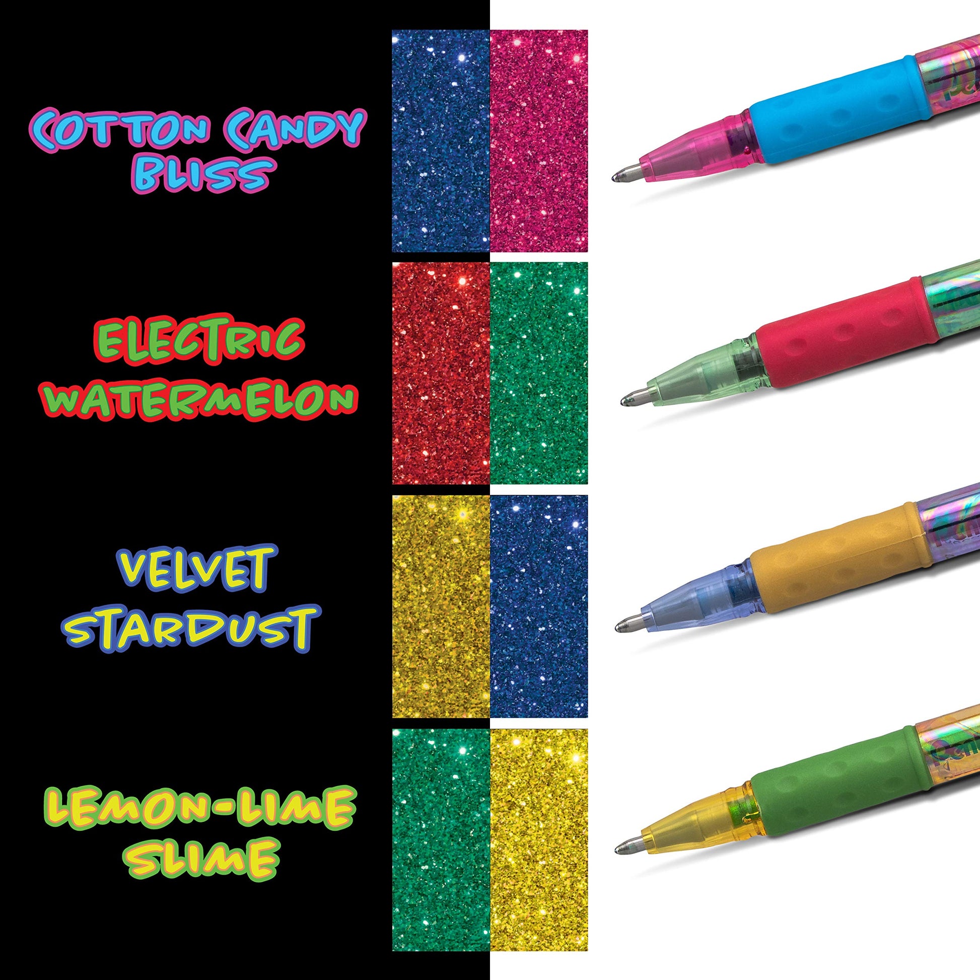 Pentel Sparkle and Krazy Pop, Metallic Gel Ink Pen, (1.0mm), Bold Line, Assorted Ink Colors, 12