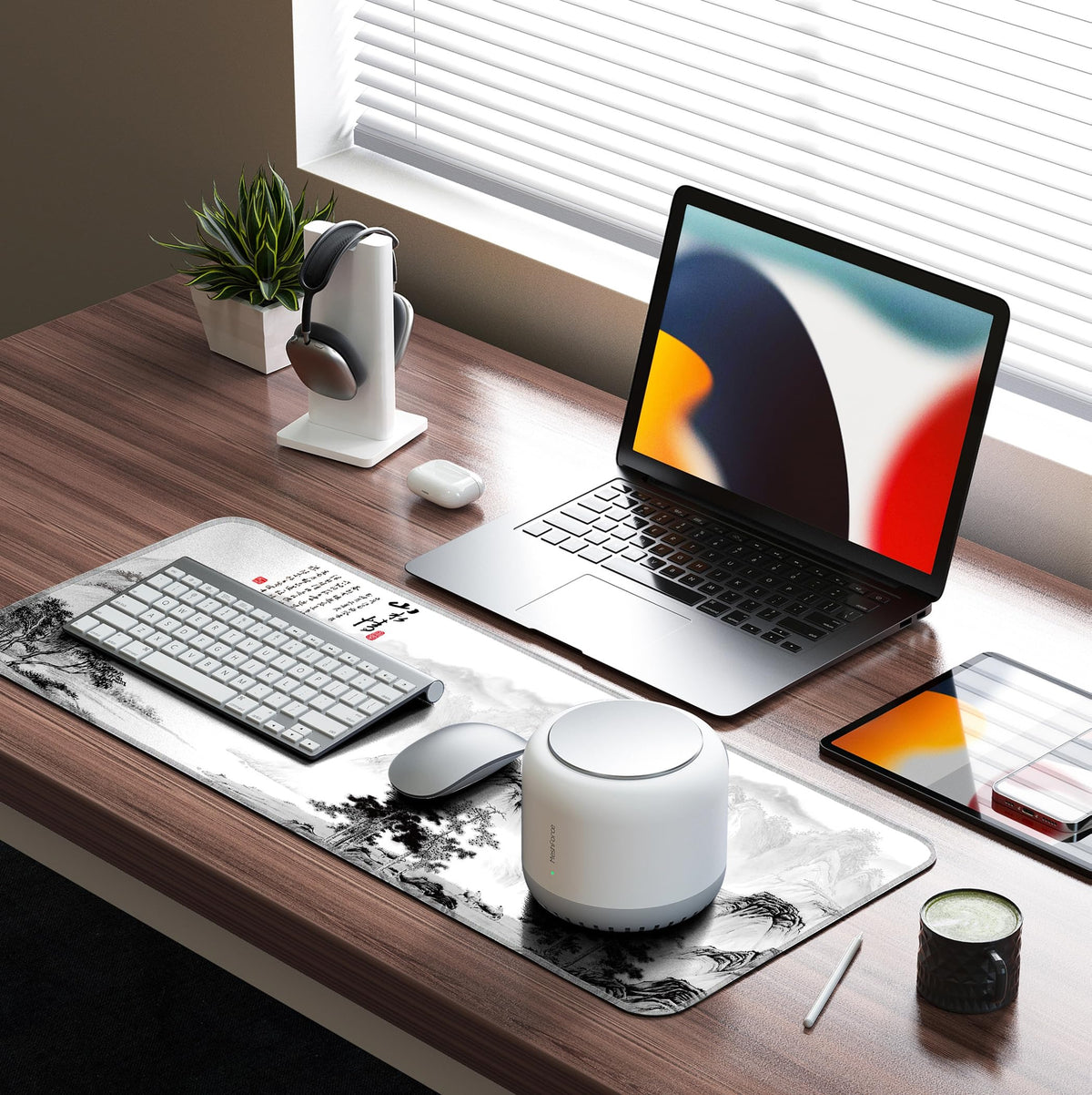 LL-COEUR Pattern Long Waterproof Mouse Mat 31.4x11.8x0.12inch, Laptop Pad Extended Office Desk Pad