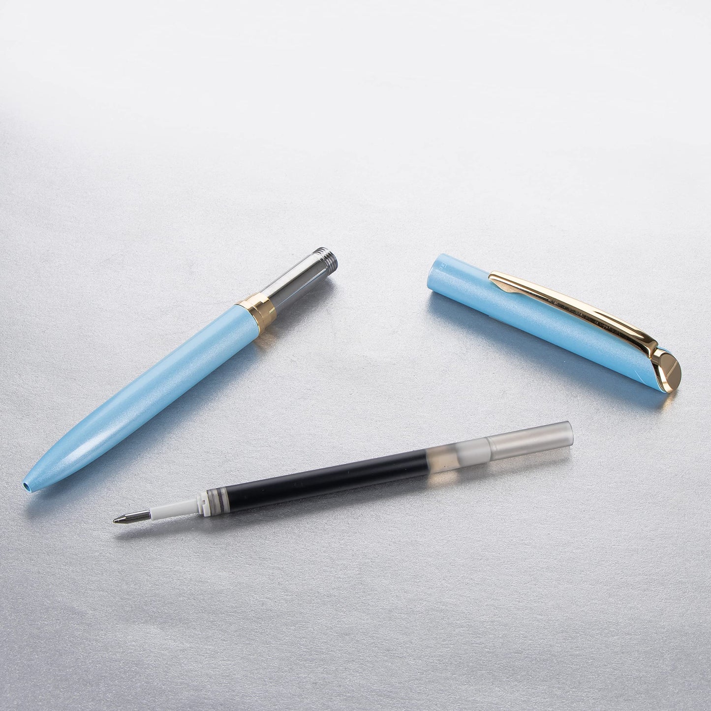 Pentel EnerGel Style Gel Pen with Gift Box, Pastel Blue Barrel, Black Ink, (0.7mm) Medium Line