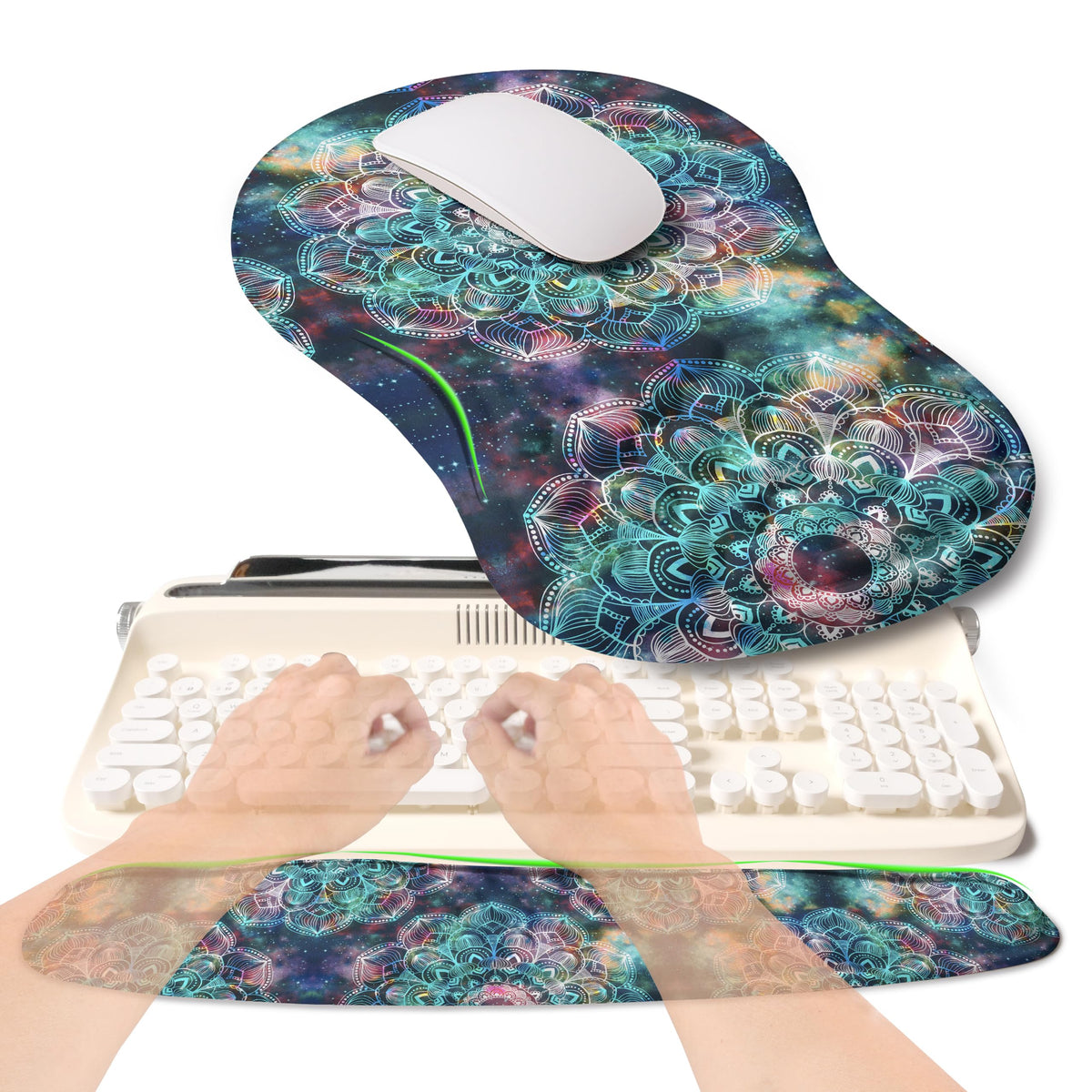 KUOSGM 2-in-1 Ergonomic Set, Wave Rise Keyboard Wrist Rest and Massage Bulge Slope Mouse Pad Wrist