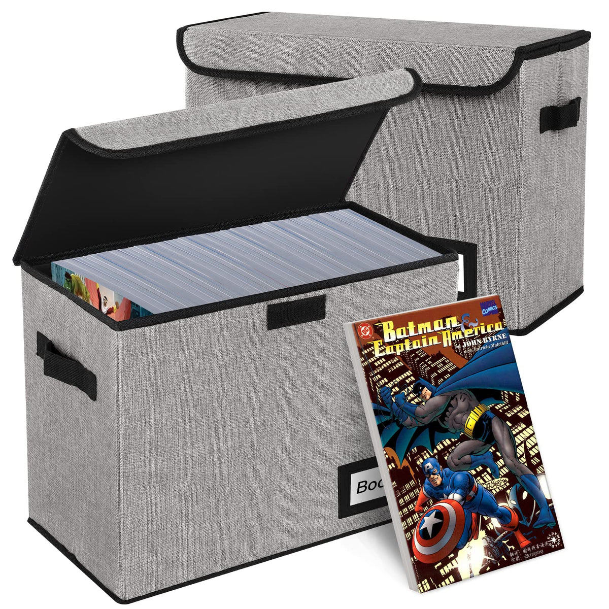 YNSZAS 2 Pack Comic Book Storage Box, Protector Organizer, 15.8" X 7.8" X 11.8", Collapsible Short