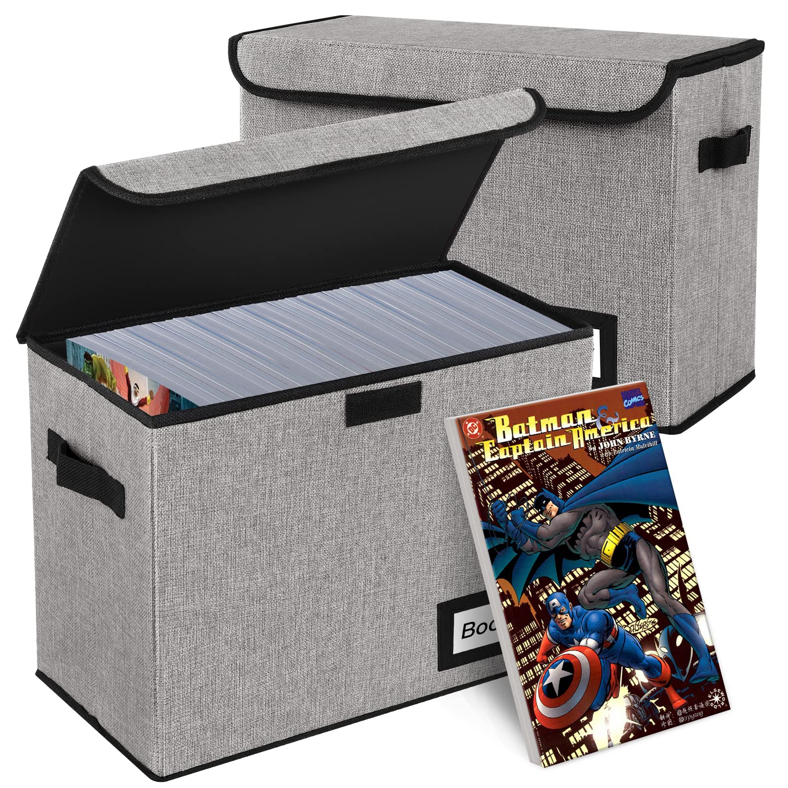 YNSZAS 2 Pack Comic Book Storage Box, Protector Organizer, 15.8" X 7.8" X 11.8", Collapsible Short