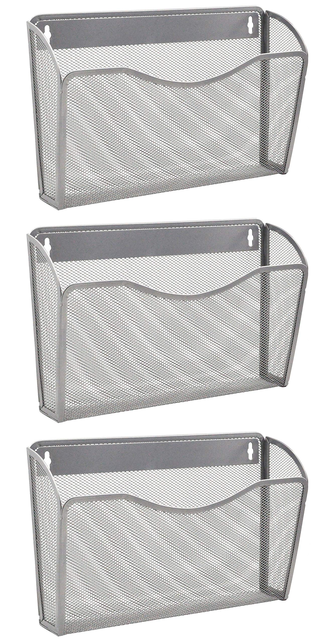 EASEPRES 3 Single Pocket Mesh Hanging File Organizer, Vertical Wall Mounted Magazine File Holder