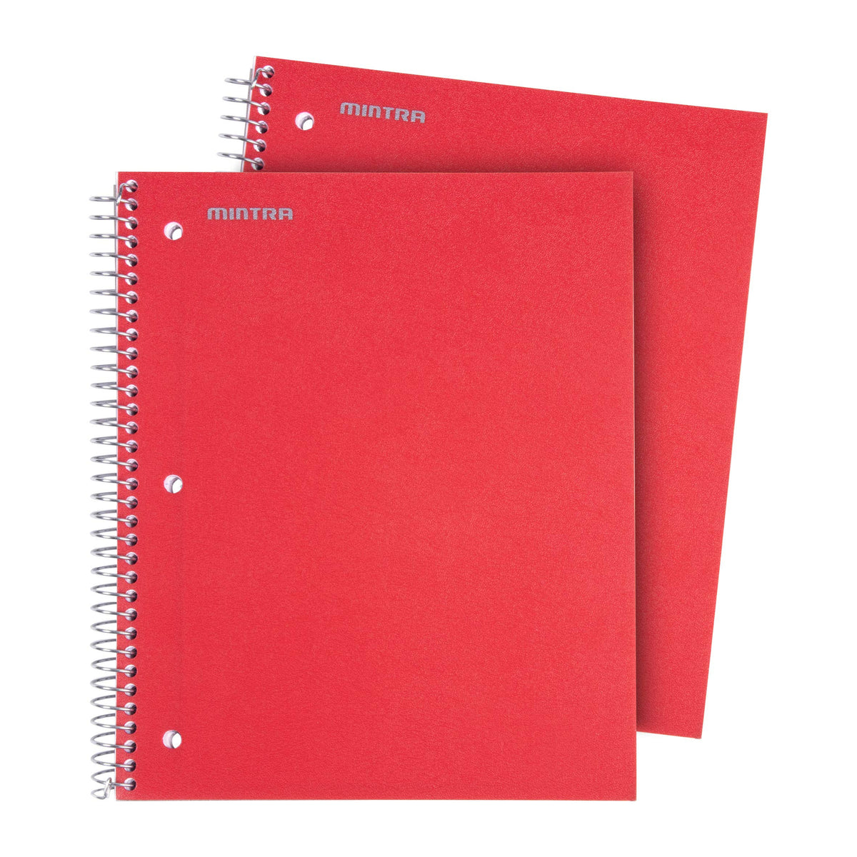 Mintra Office Durable Spiral Notebooks, 3 Subject (Red, Wide Ruled 2pk)