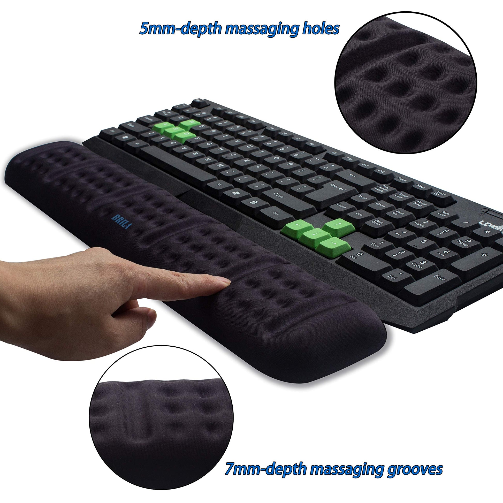 BRILA Upgraded Ergonomic Keyboard and Mouse Wrist Rest Support Cushion Pad Set - Comfy Soft Memory