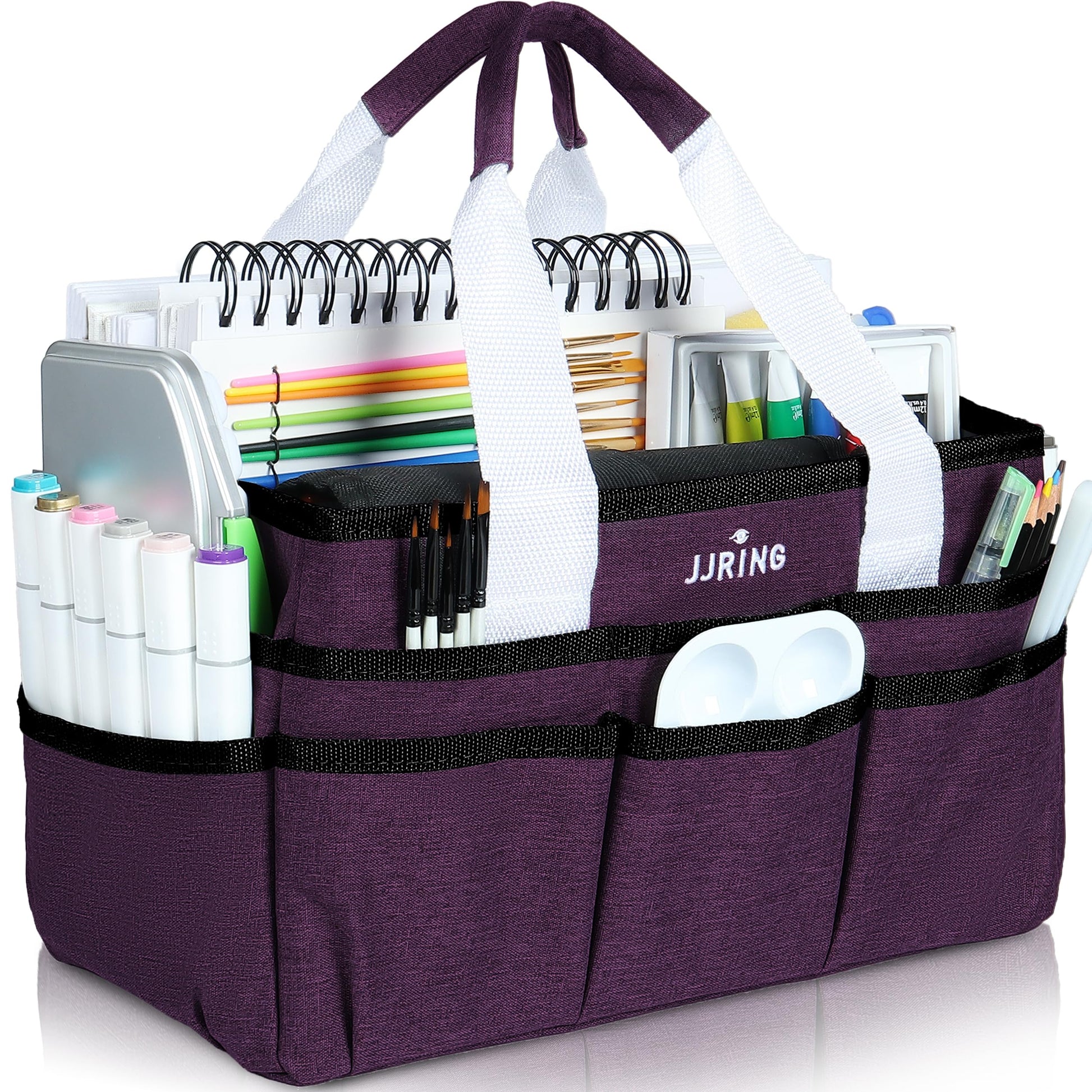 JJRING Craft Organizer Tote Bag Art Storage Caddy Deep Purple