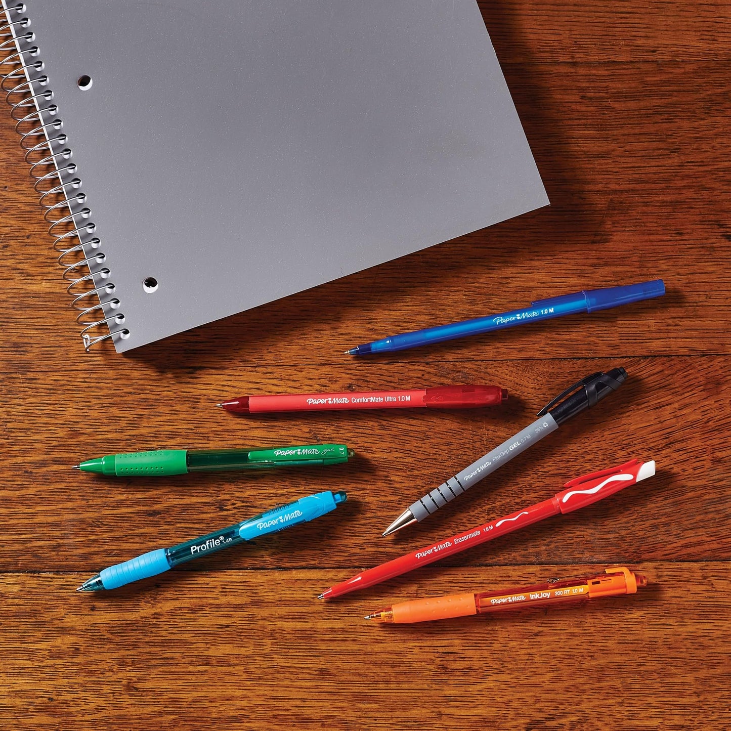 Paper Mate FlexGrip Ultra Retractable Ballpoint Pens, Recycled, Medium Point (1.0mm), Blue Ink, 12