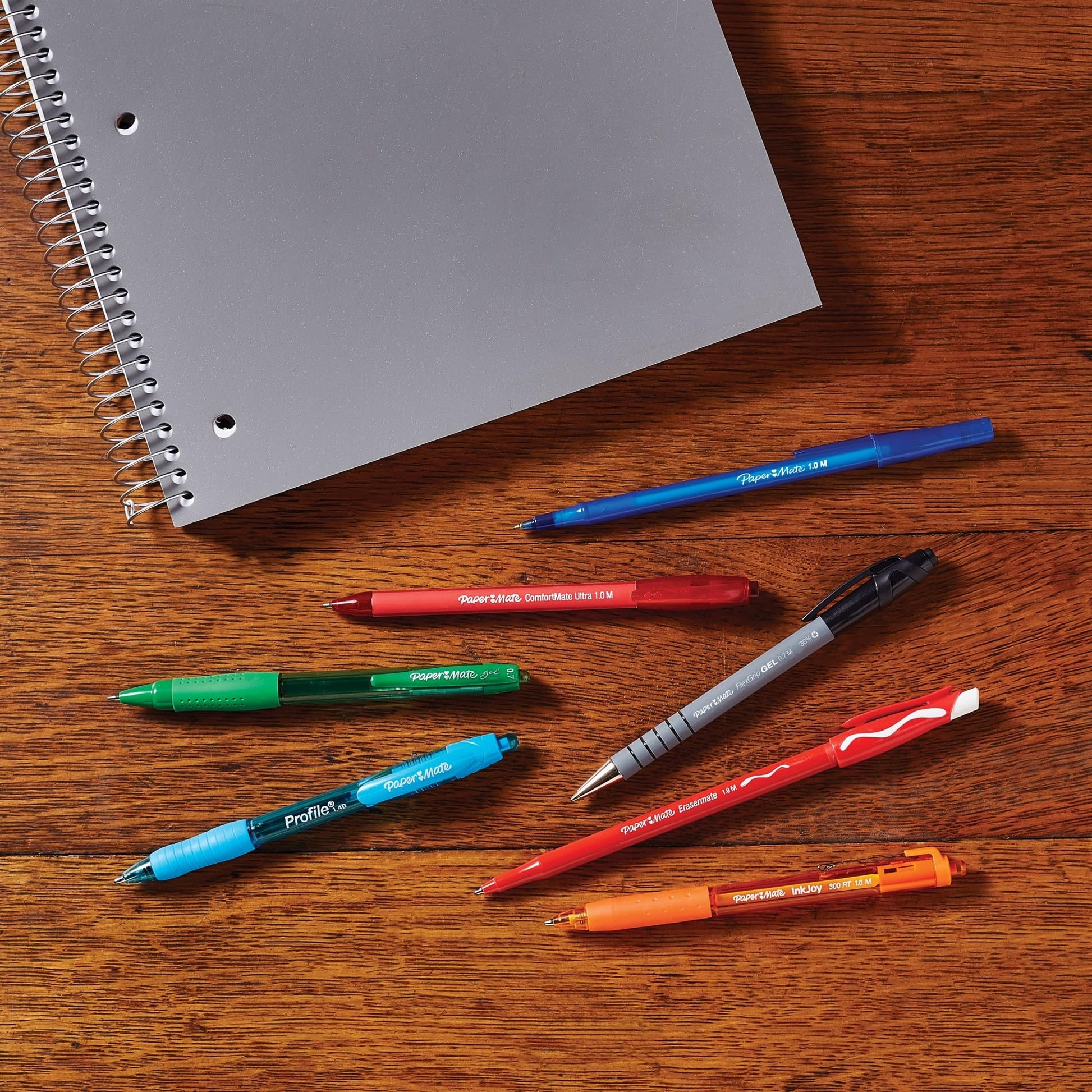 Paper Mate FlexGrip Ultra Retractable Ballpoint Pens, Recycled, Medium Point (1.0mm), Blue Ink, 12