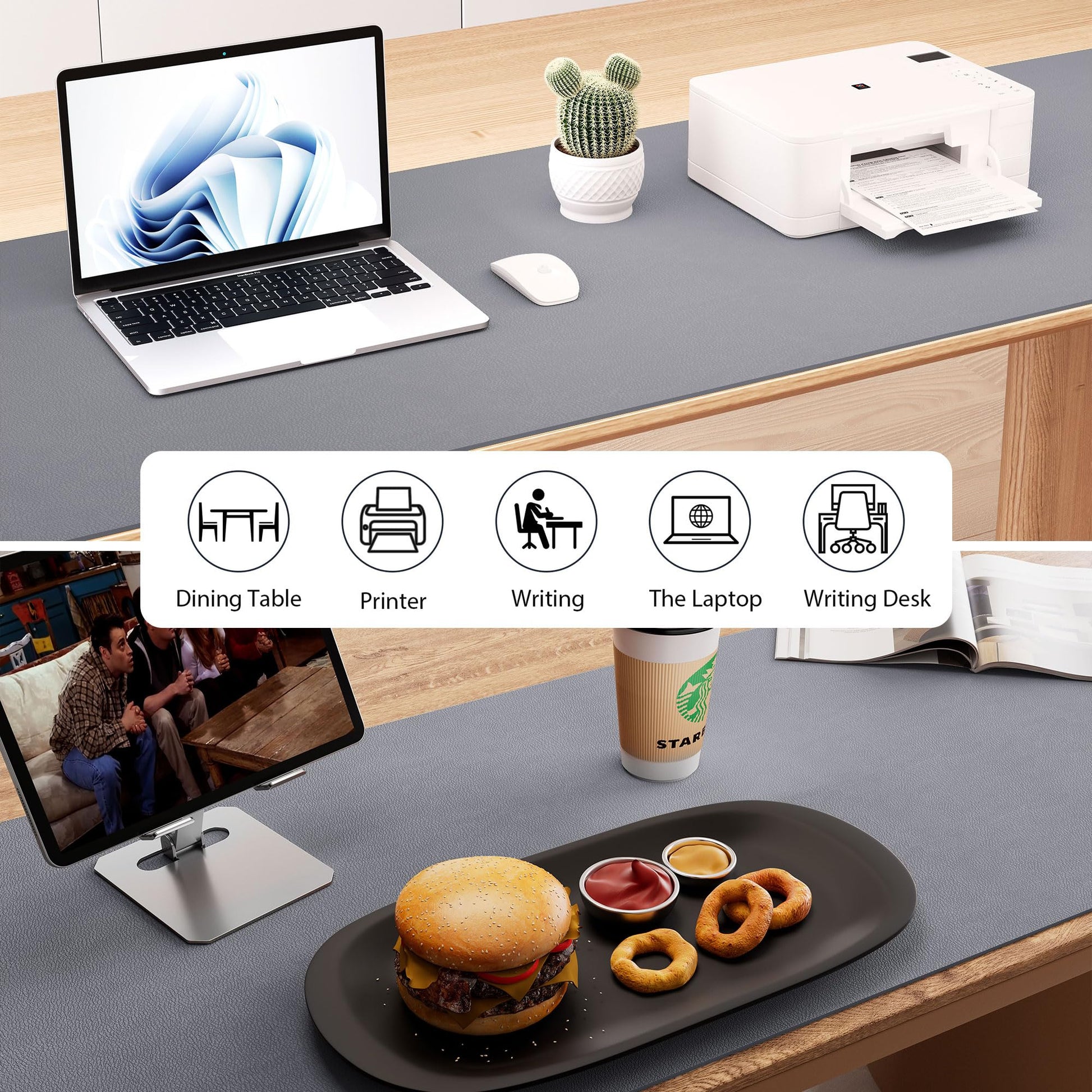 Aothia Leather Desk Pad Protector, Office Desk Mat, Large Mouse Pad, Laptop Desk Pad, Non-Slip PU
