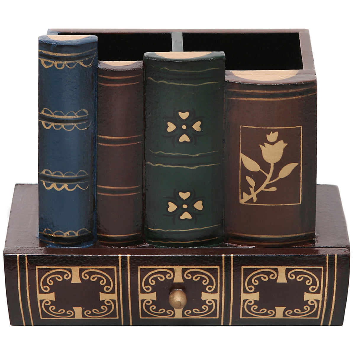 MyGift Decorative Desk Organizer Pen and Pencil Holder with Storage Drawer