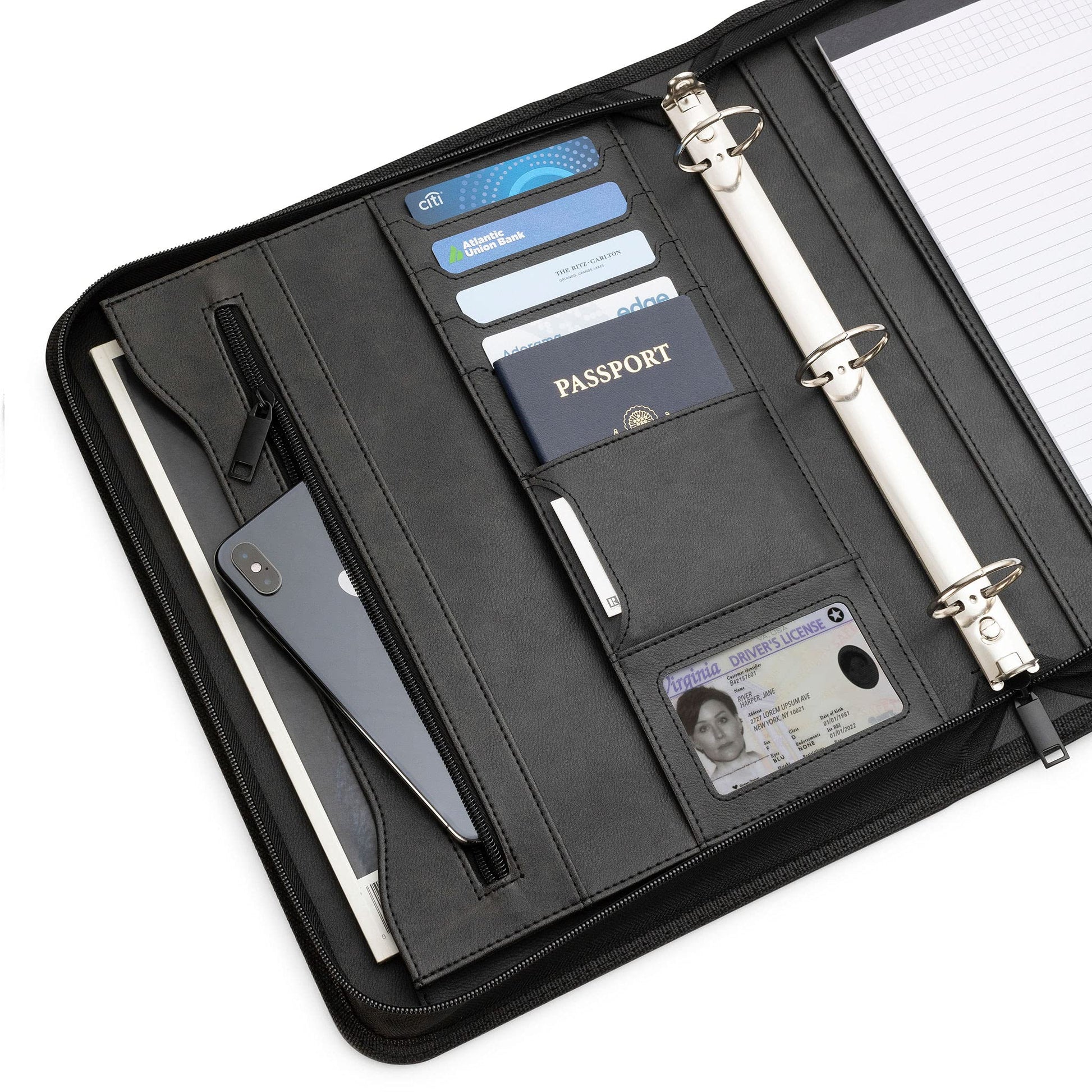 Forevermore Portfolio Binder, 1.5" Permanent 3-Ring, Vegan Leather, Black