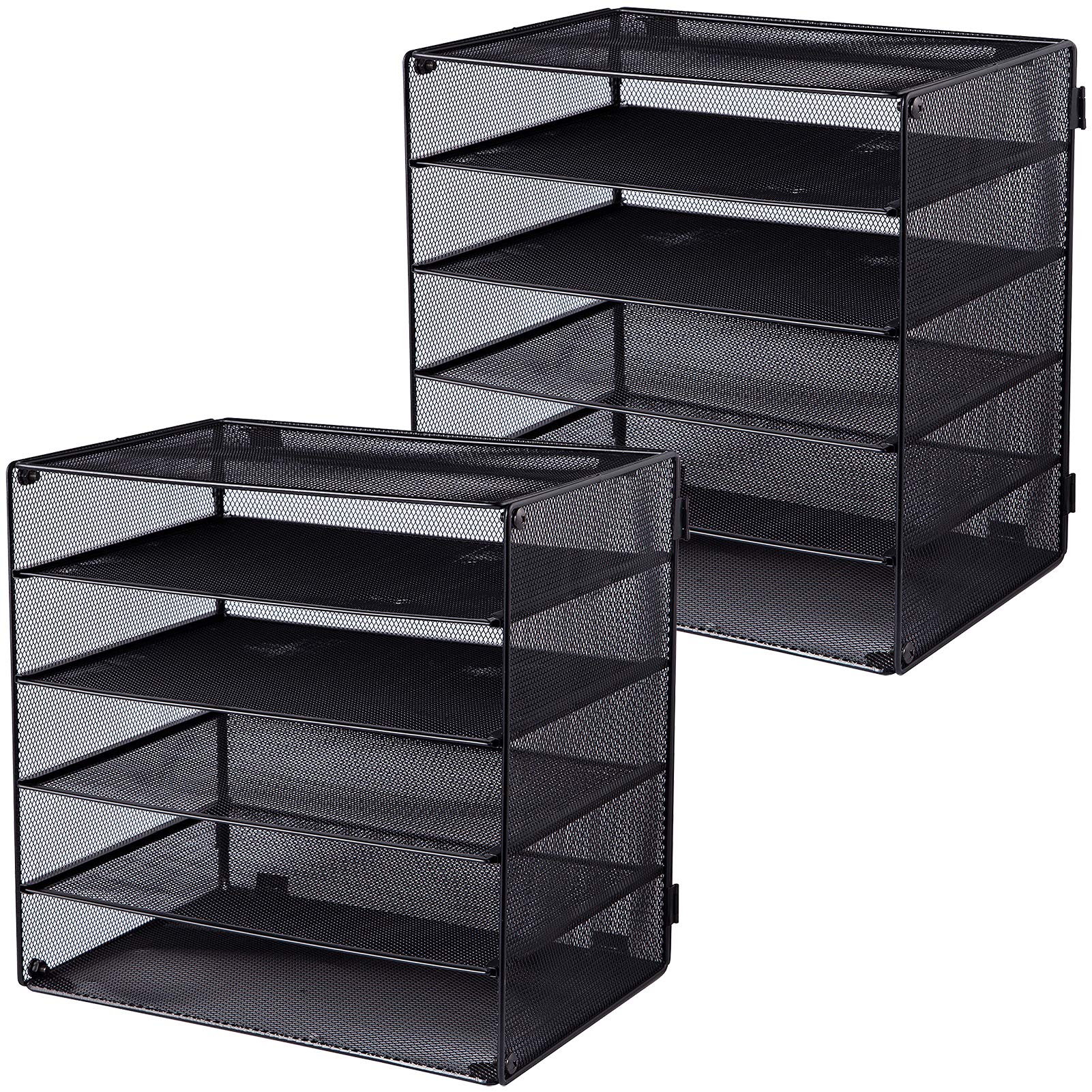 EASEPRES 5 Slot Mesh Desk Organizer Tray, File Paper Letter Folder Holder Desktop Paper Sorter Mail
