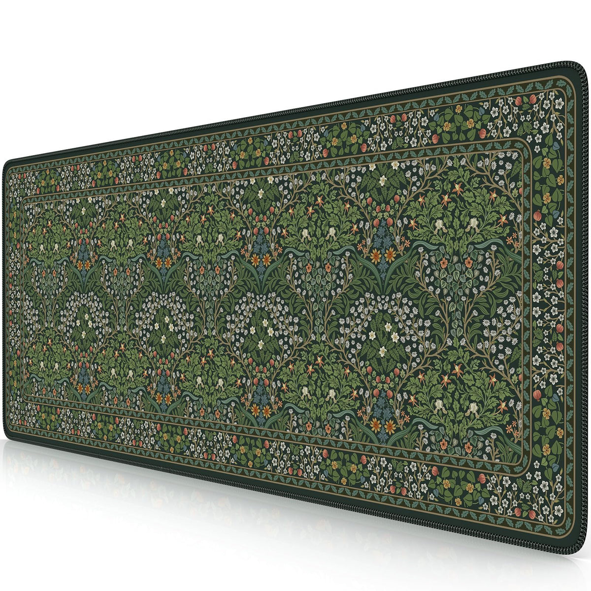 iCasso Aesthetic Floral Desk Mat, 31.5x11.8in Mouse Pads, Retro Green