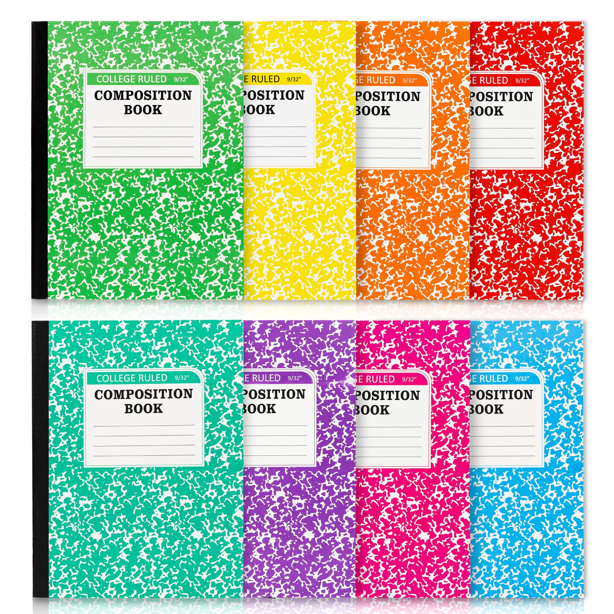 feela Composition Notebook, 8 Pack 8 Pastel Colors College Ruled Composition Books Bulk, Marble