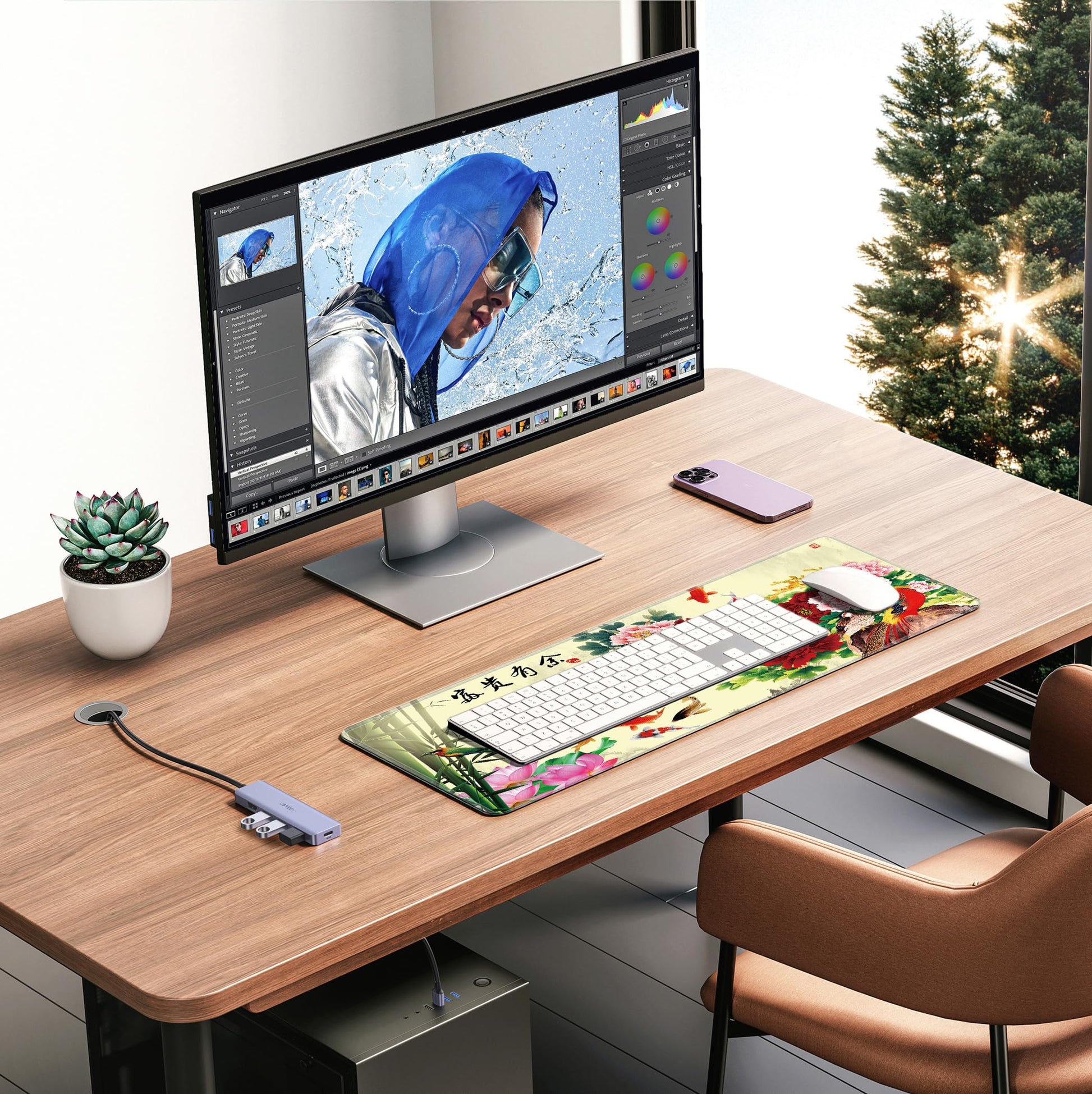 LL-COEUR XXL Landscape Gaming Mouse Pad Computer Keyboard Mat Office Desk Pad (Fish, 31.4" x 11.8"