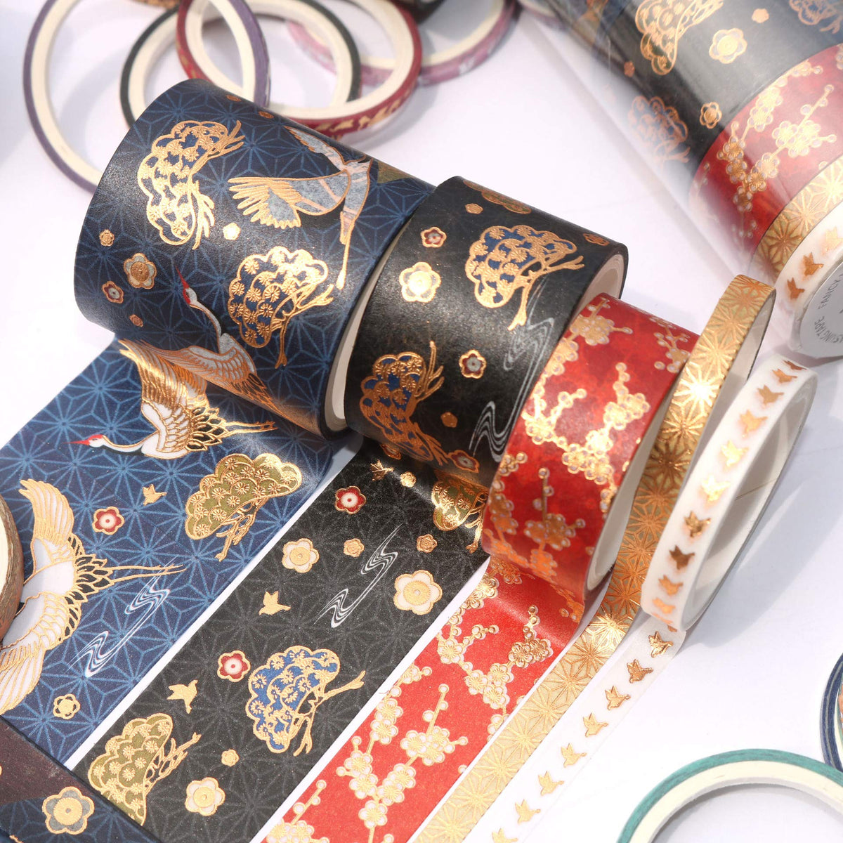 VIVIQUEN Gold Washi Tape Set Vintage Masking Tape Decorative Tape for DIY Scrapbooking, Crafts