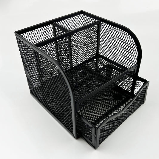 Fengtaiyuan T11, Black Square Metal Wire Mesh Pencil Holder, Pencil Cup, Pen Holder, Desktop