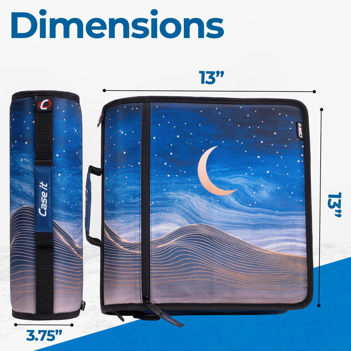 Case-it School Zipper Binder | 3" O-Rings | 600-Sheet | D-146 Desert Night