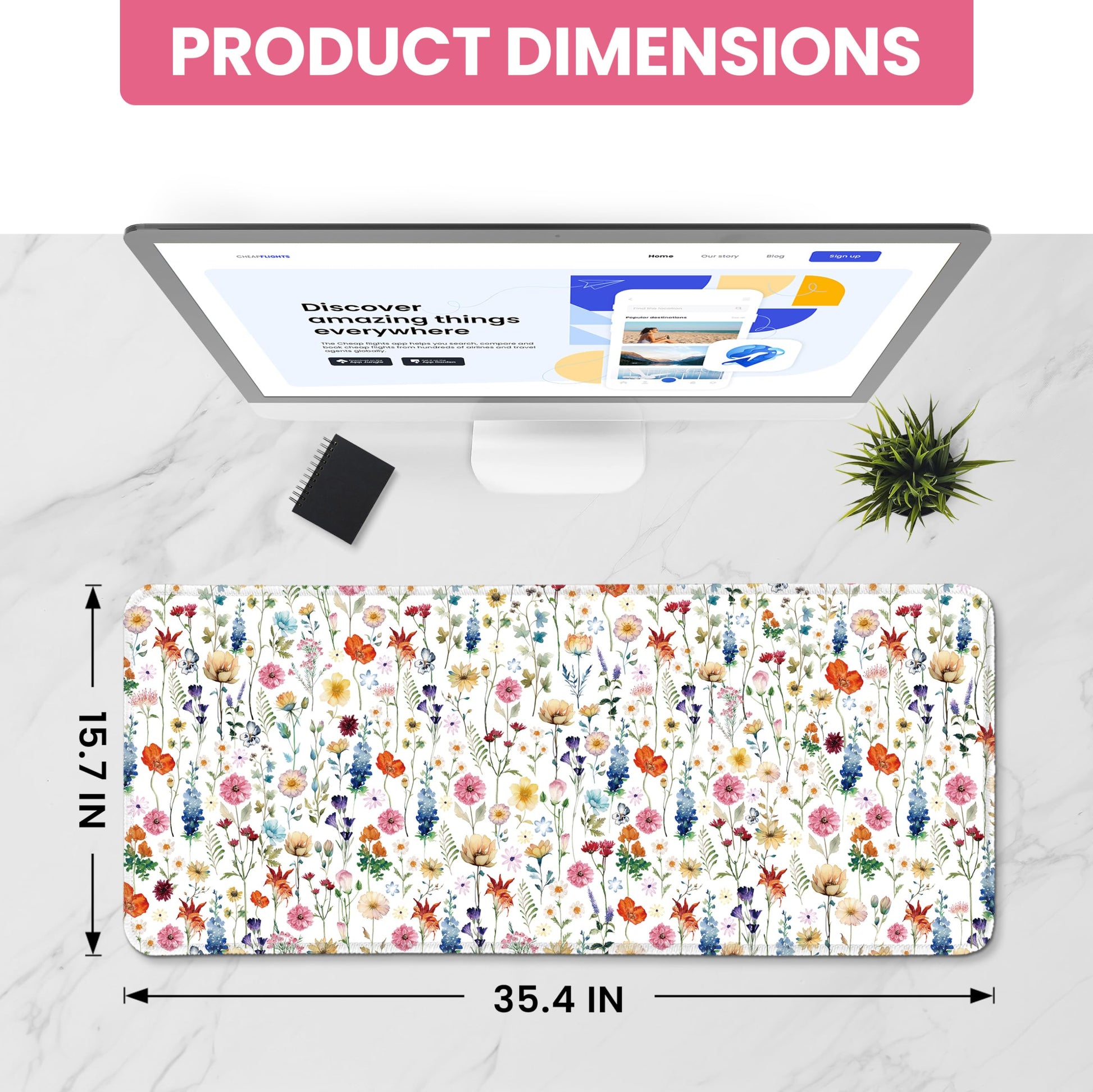 ZapDesk Large Desk Mat, Extended Mouse Pad for Desktop, 35.4" x 15.7"