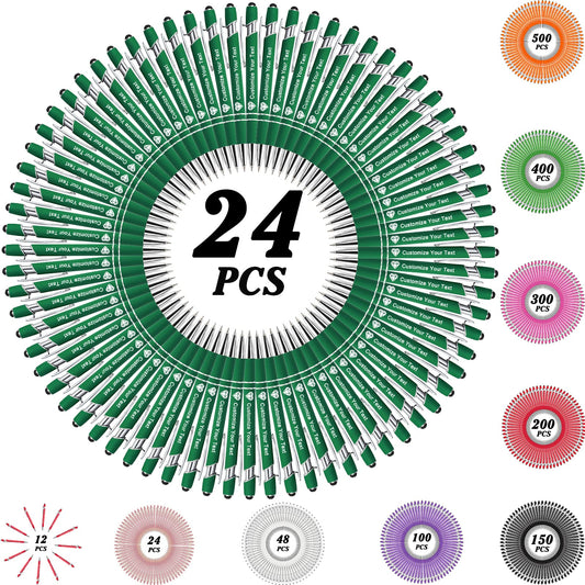 MOUZYLCASE 24 Pcs Personalized Pens Custom Ballpoint Pens with Name Logo Customized Ink Pens with