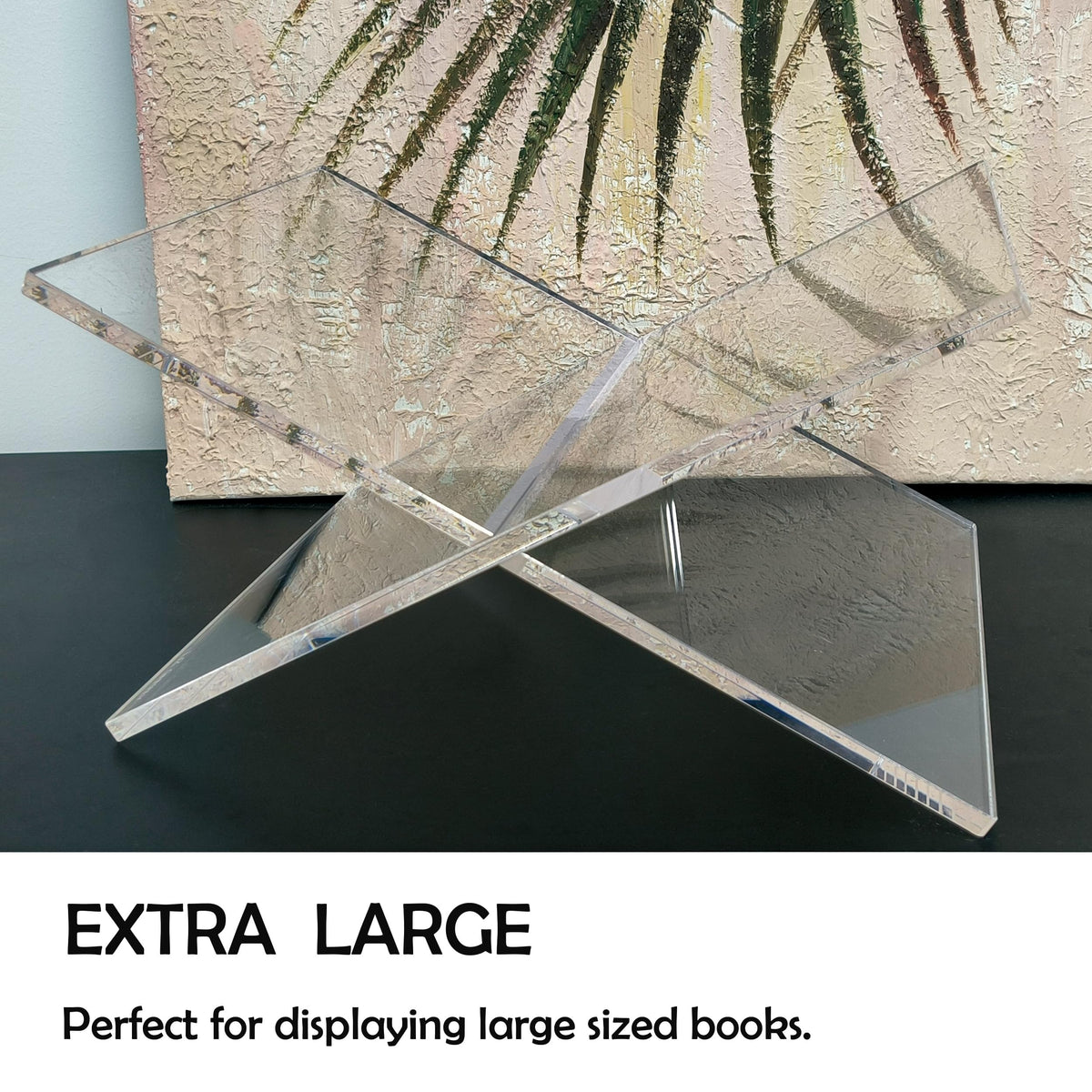 LIZ QNNALY Clear Acrylic Book Holder，Transparency Reading Open Book Stand with Paperweight, Perfect