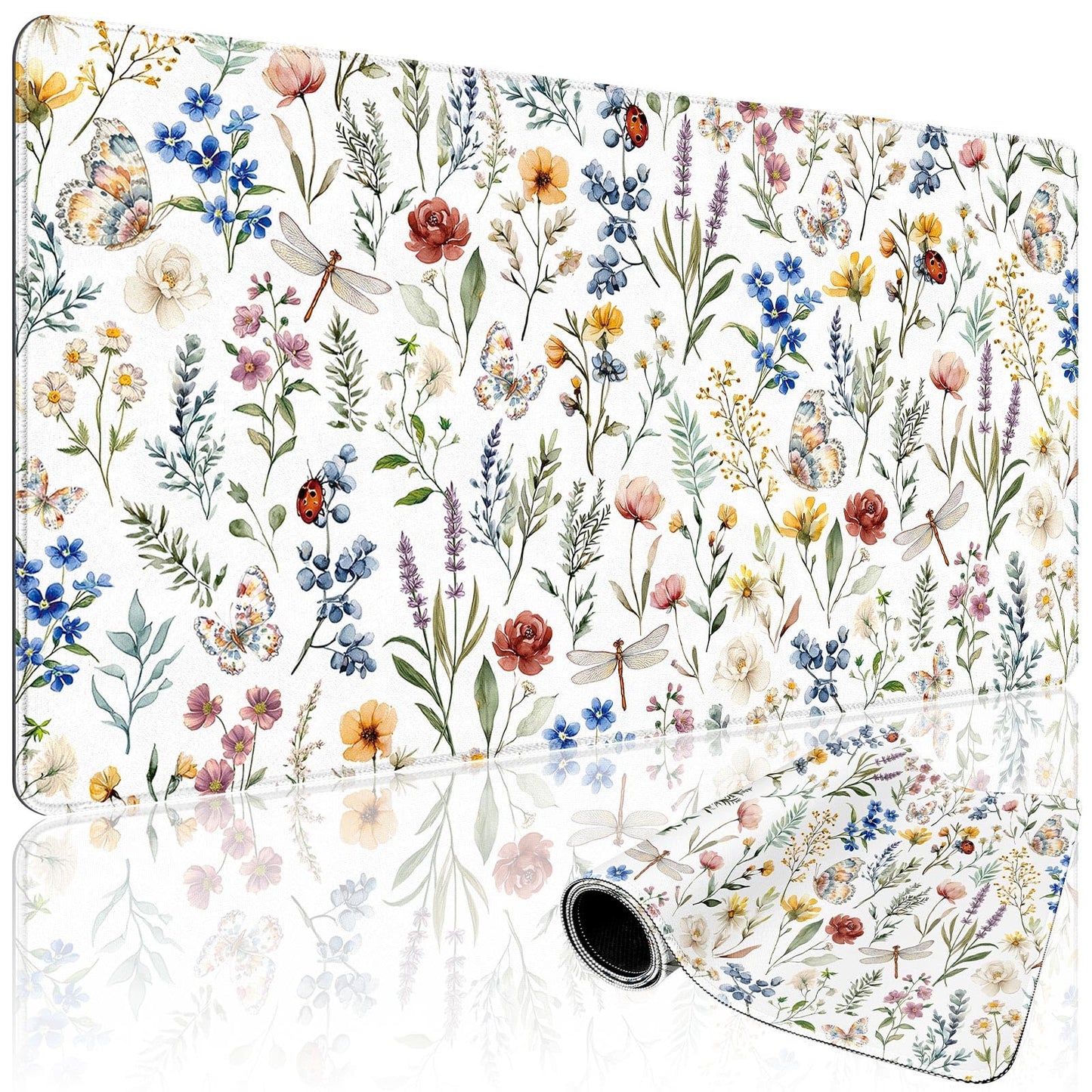 Mcapirivo Large Gaming Mouse Pad Desk Mat 31.5"x15.7" Non-Slip Weeds Floral