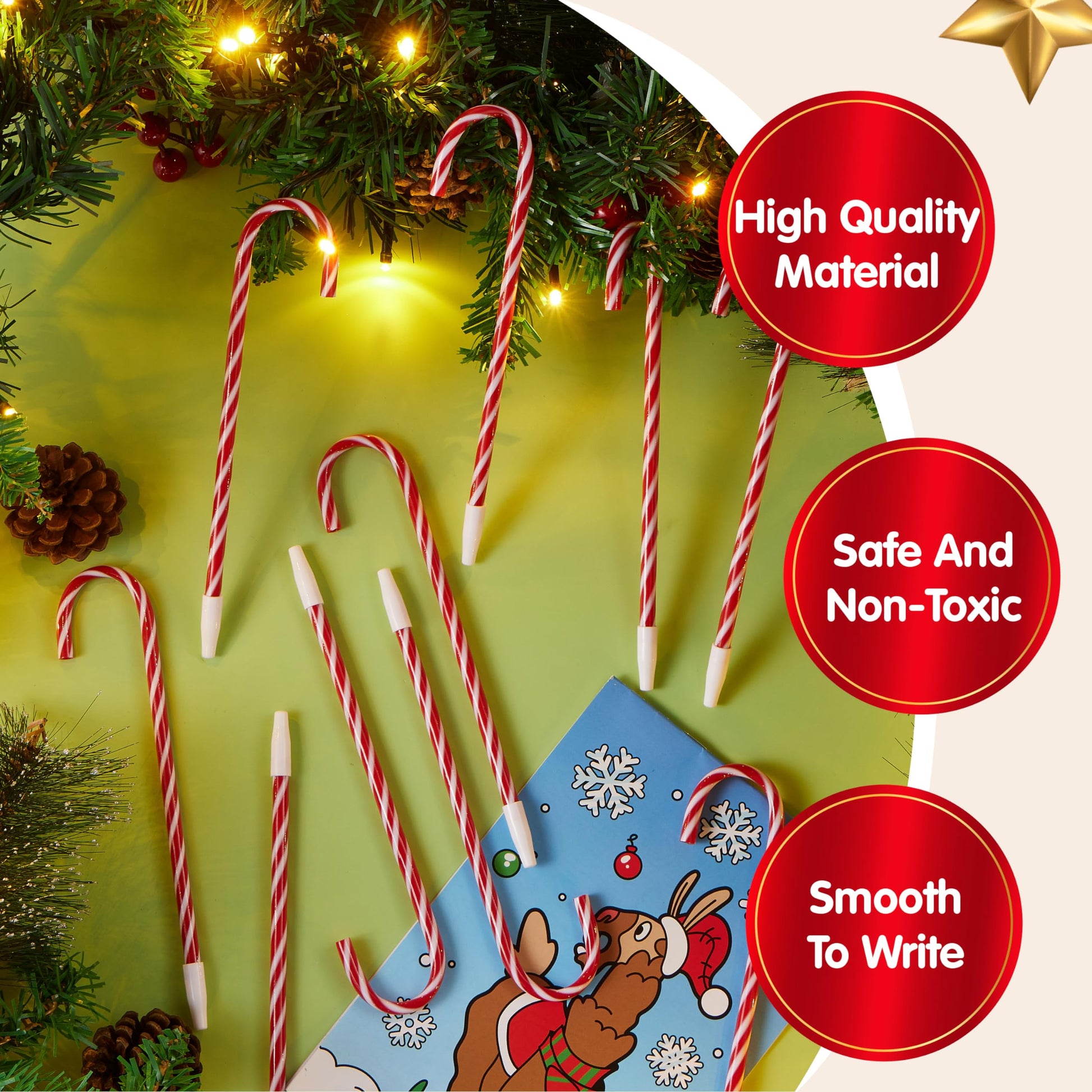 JOYIN 48 Pcs Christmas Candy Cane Ball Point Pens Snowman Umbrella Pens for Xmas Holiday Stationery
