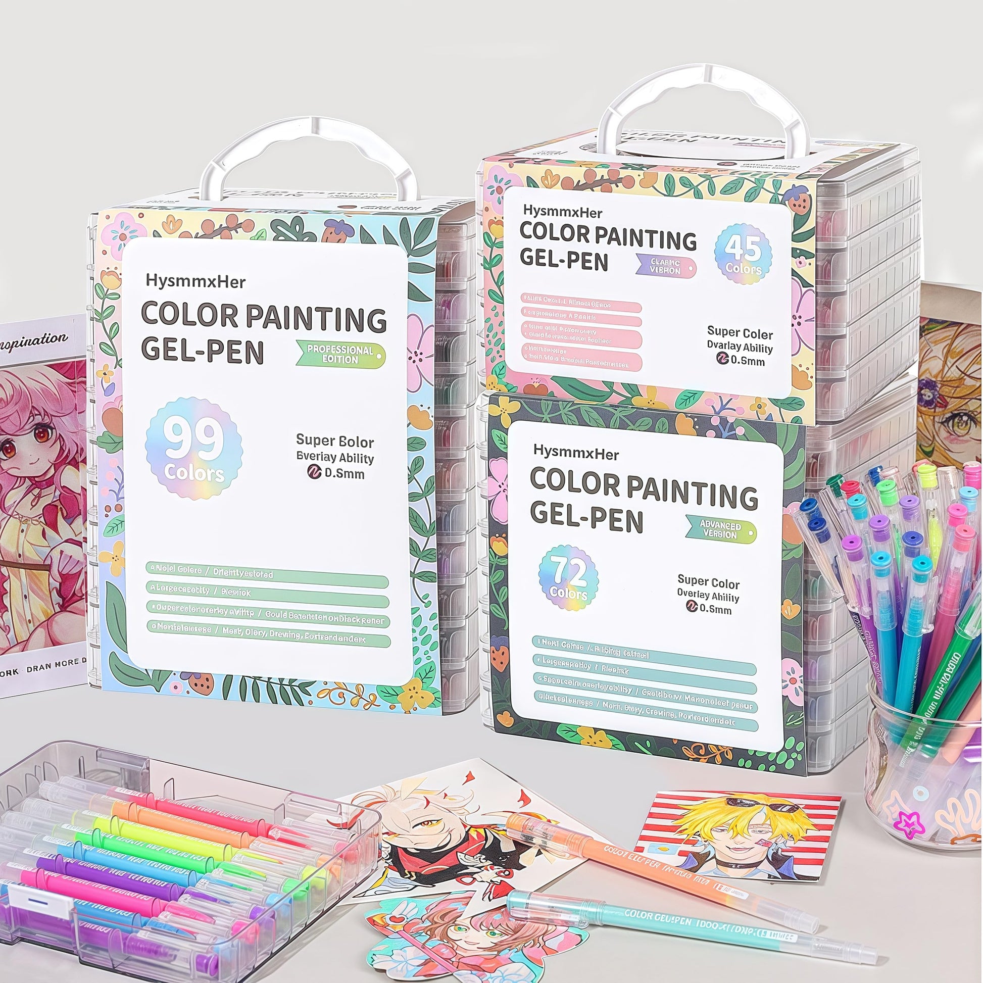 HysmmxHer 99 Colored Gel Pens Set, 0.6mm Fine Point for Black Paper & White Paper, Pens for