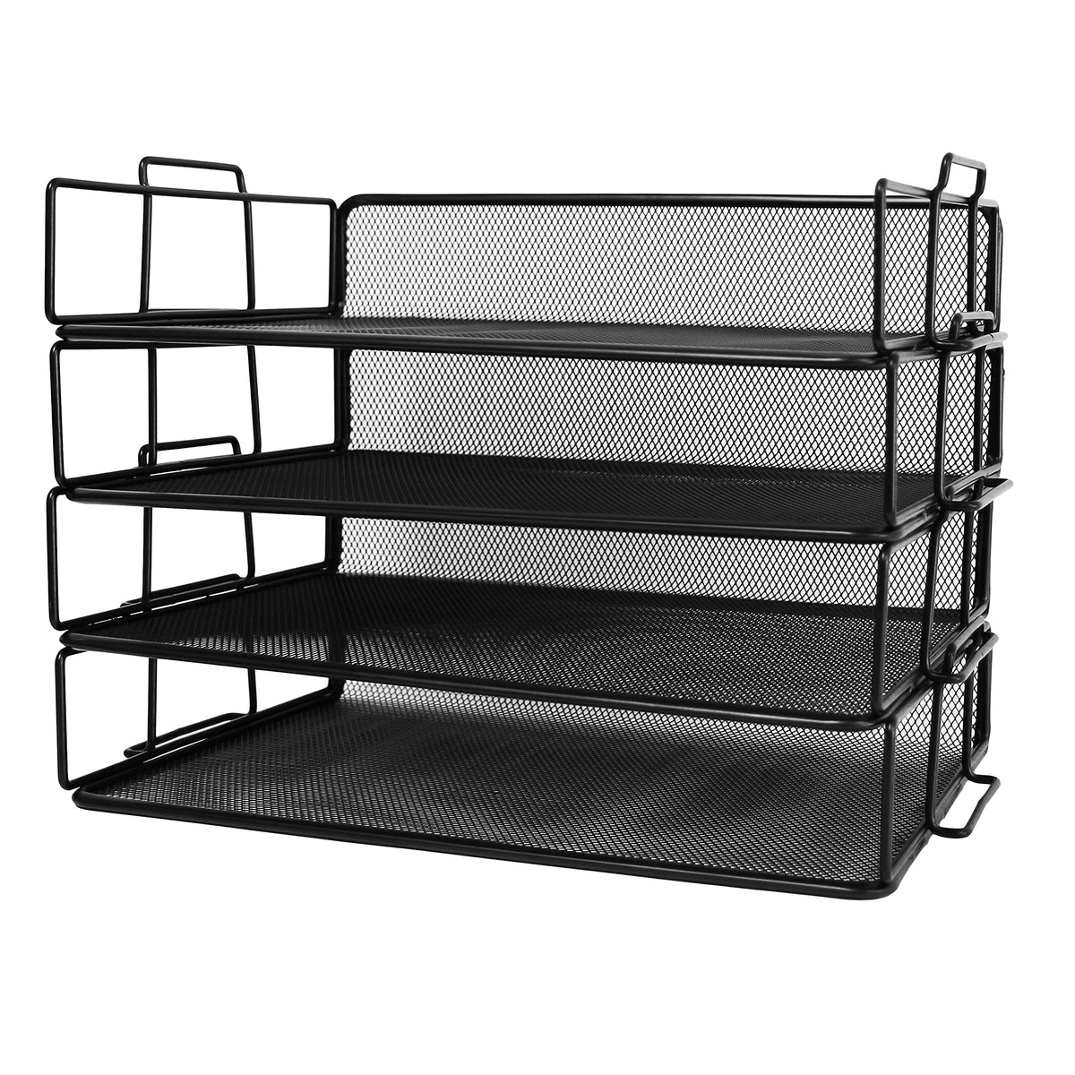 Exerz Letter Trays 4pcs Black Paper Sorters Stackable, 4 Tiers File Trays, Desk Organizer - Metal