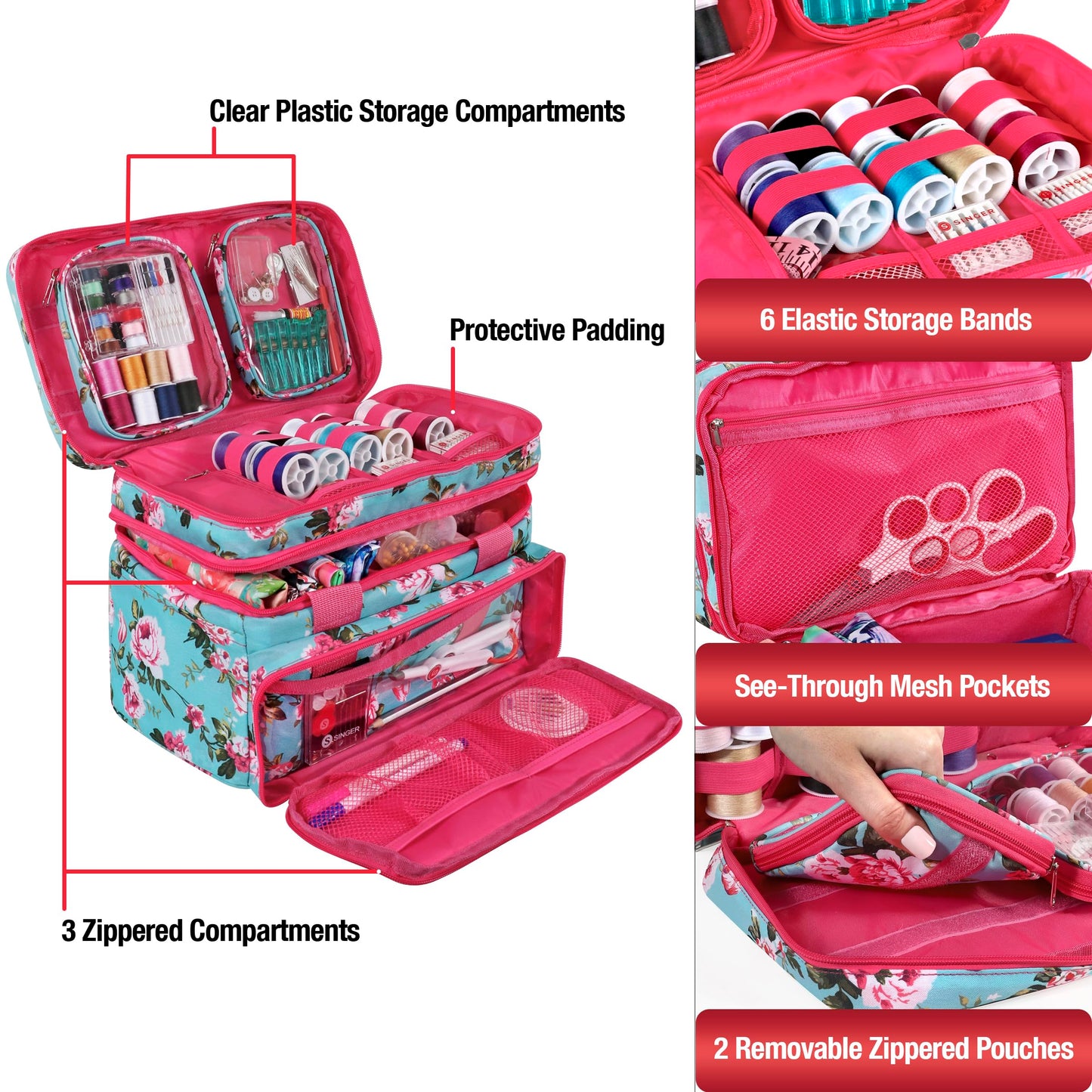 SINGER Sewing Accessories Organizer (Bag Only) – Double Layer Portable Sewing Storage Bag | 2