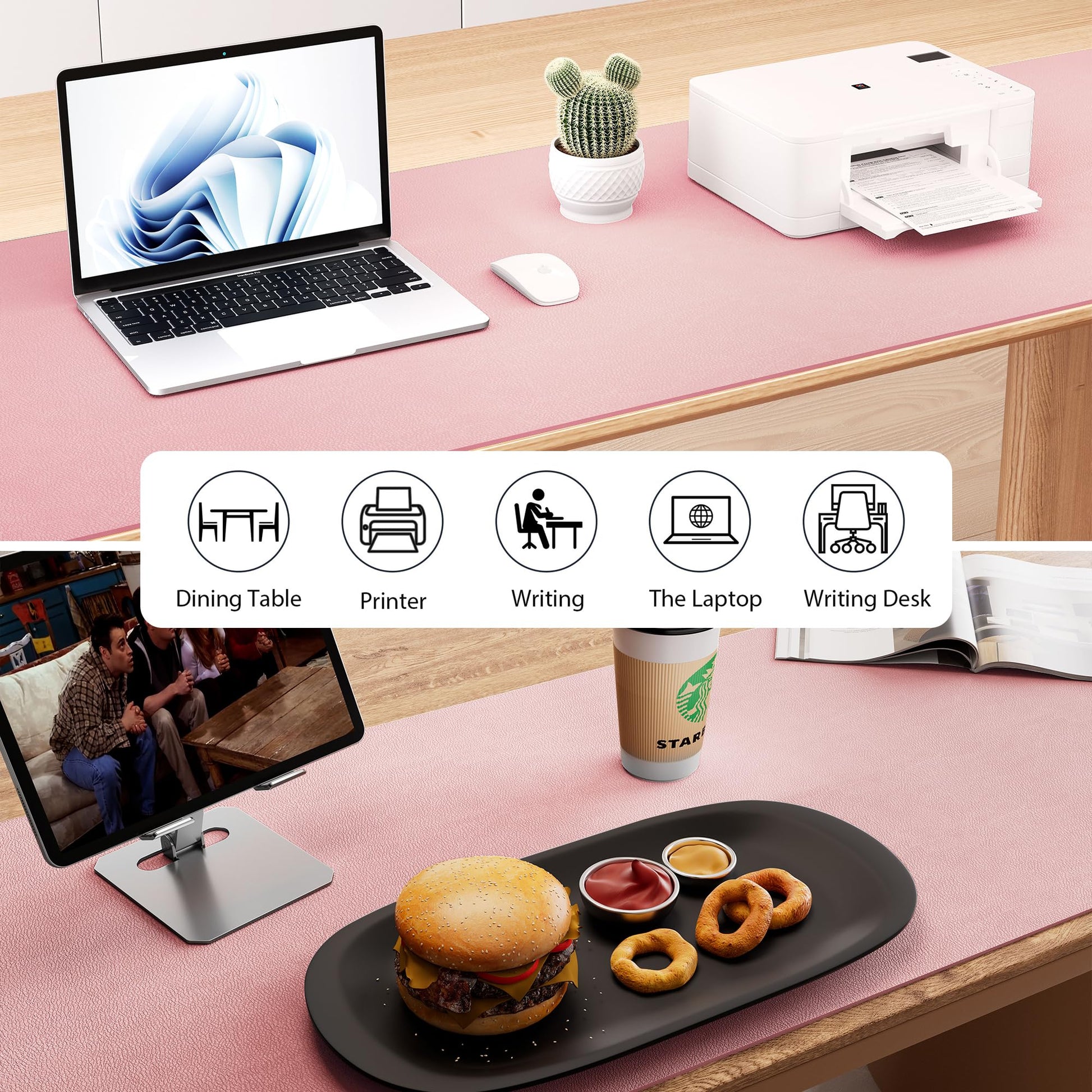 Aothia Leather Desk Pad Protector - Large Mouse Pad, Office Desk Mat, Non-Slip PU Leather Desk