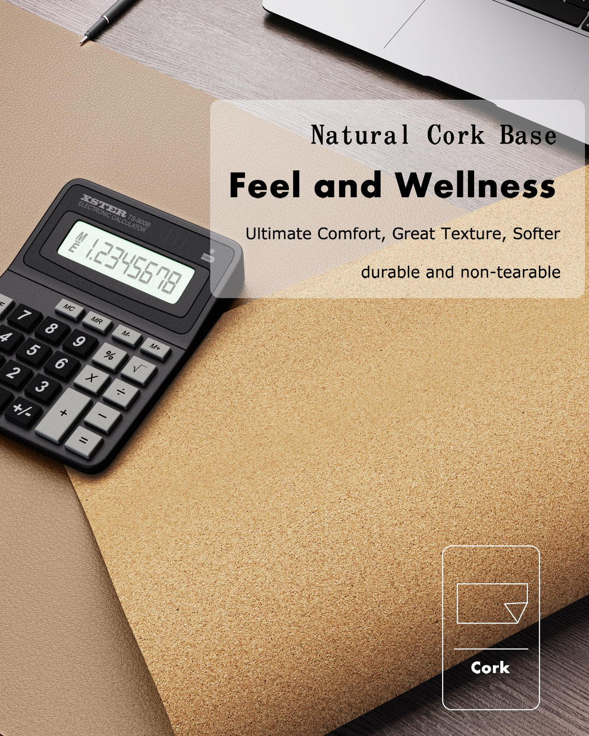 YSAGi Double-Sided Desk Pad, 35.4"x17"Leather Desk Mat, Eco Cork Desk Pad Protector,Large Mouse