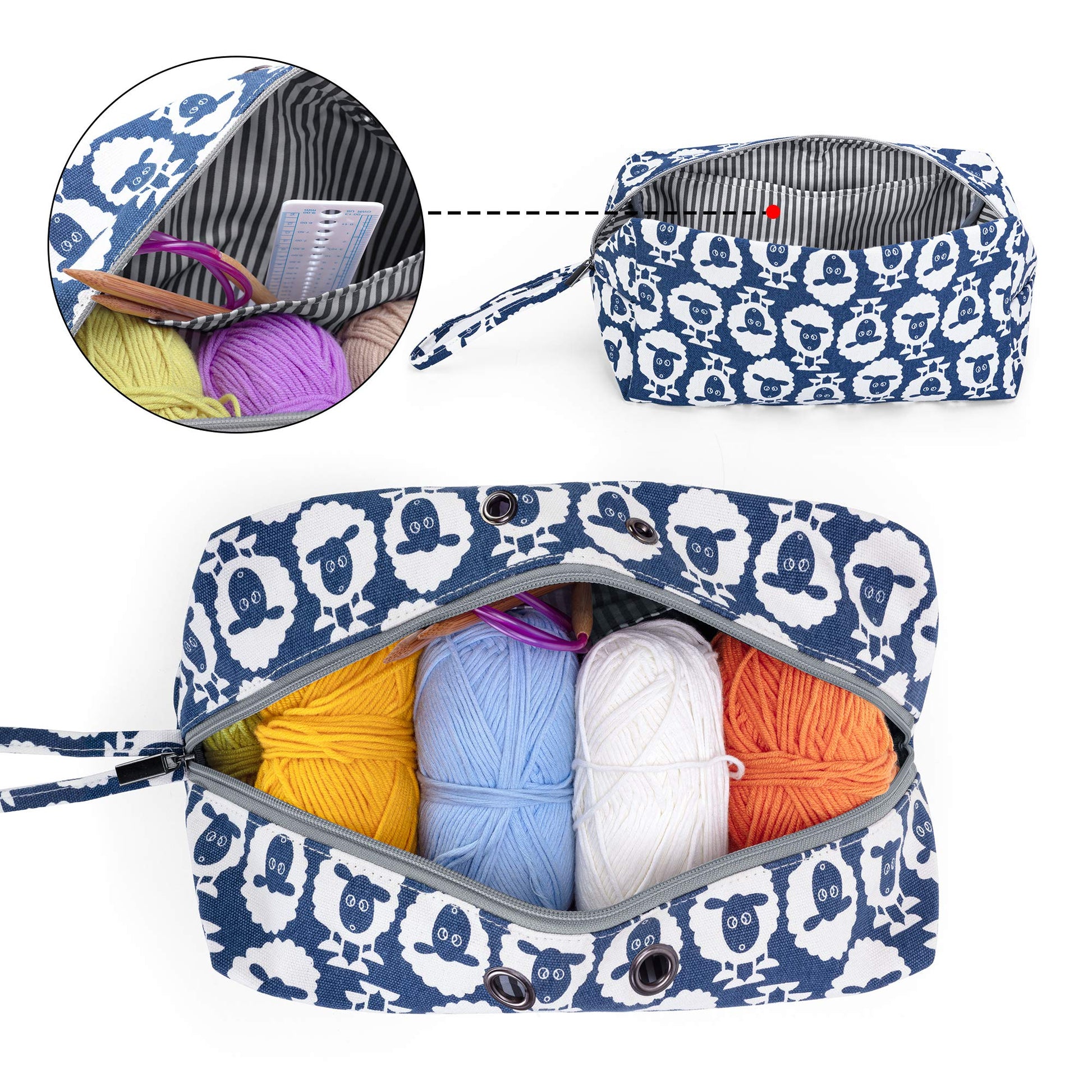 LUXJA Large Yarn Storage Bag for Yarn Skeins, Sheep