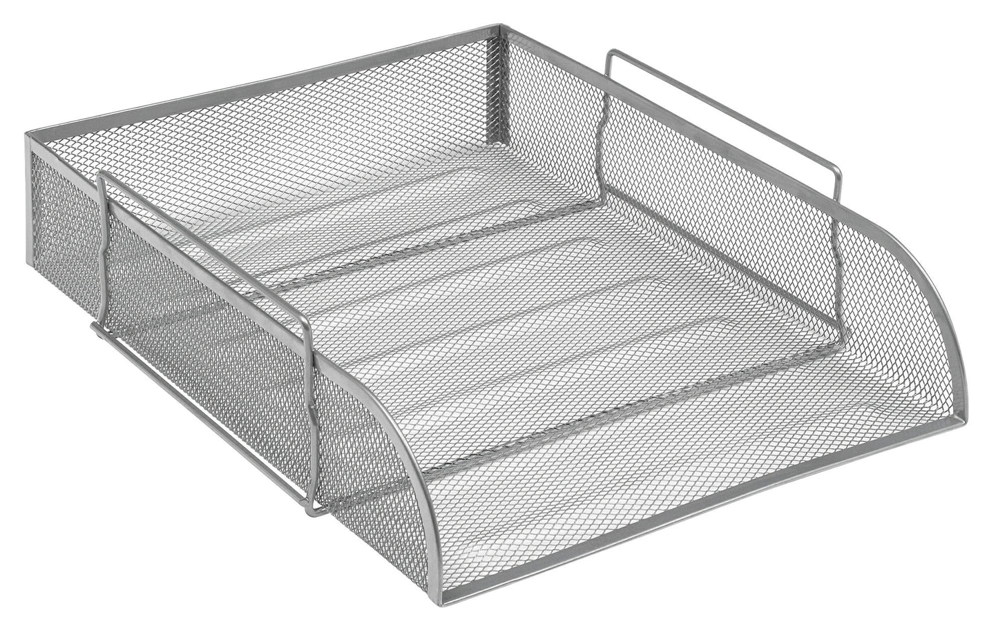 Osco Mesh Letter Tray Scratch-Resistant Stackable Front-Load Portrait Foolscap Silver Ref LT-SSP S