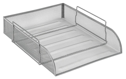 Osco Mesh Letter Tray Scratch-Resistant Stackable Front-Load Portrait Foolscap Silver Ref LT-SSP S