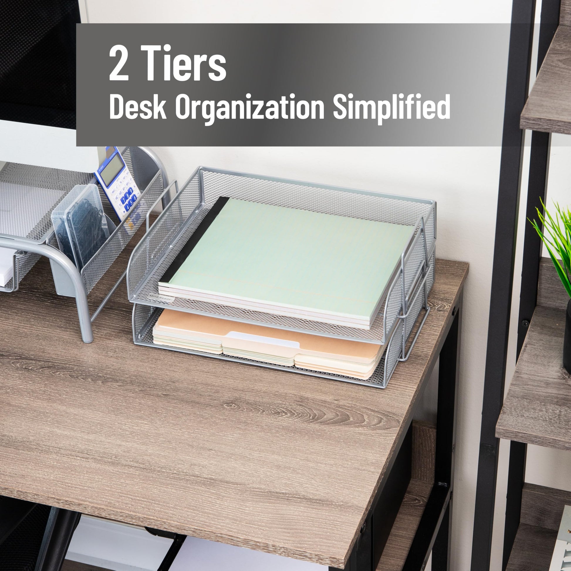 Mind Reader Stackable Paper Tray, Desktop Organizer, File Storage, Office, Metal Mesh, 2 Pcs.