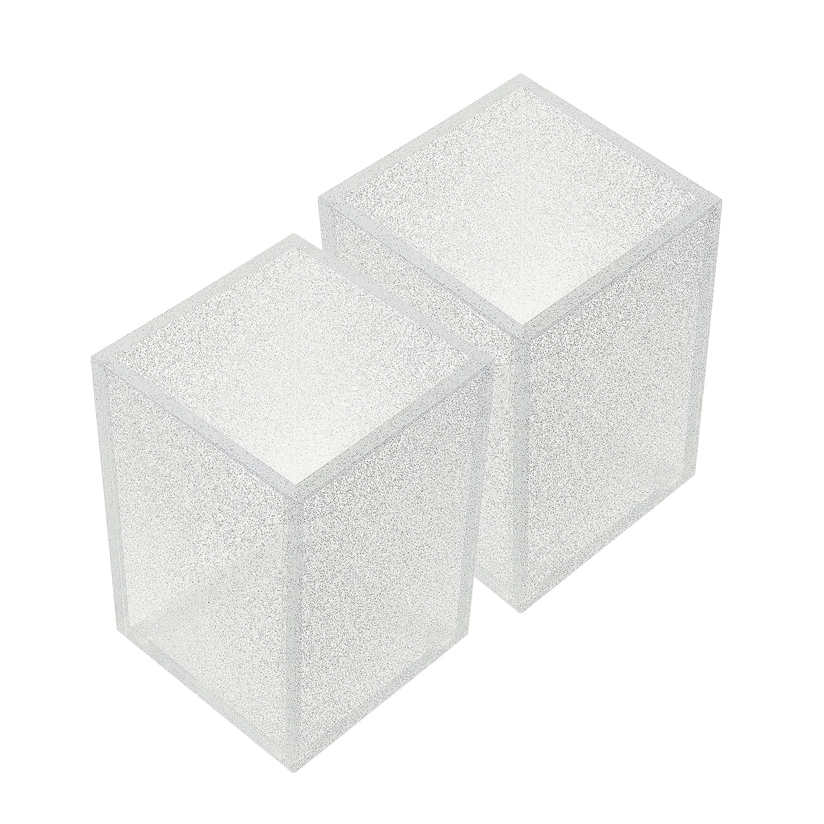 Acrylic Pen Holder Organizer Two Pack, 5mm Thick Clear Pencil Cup for Storing Office Supplies