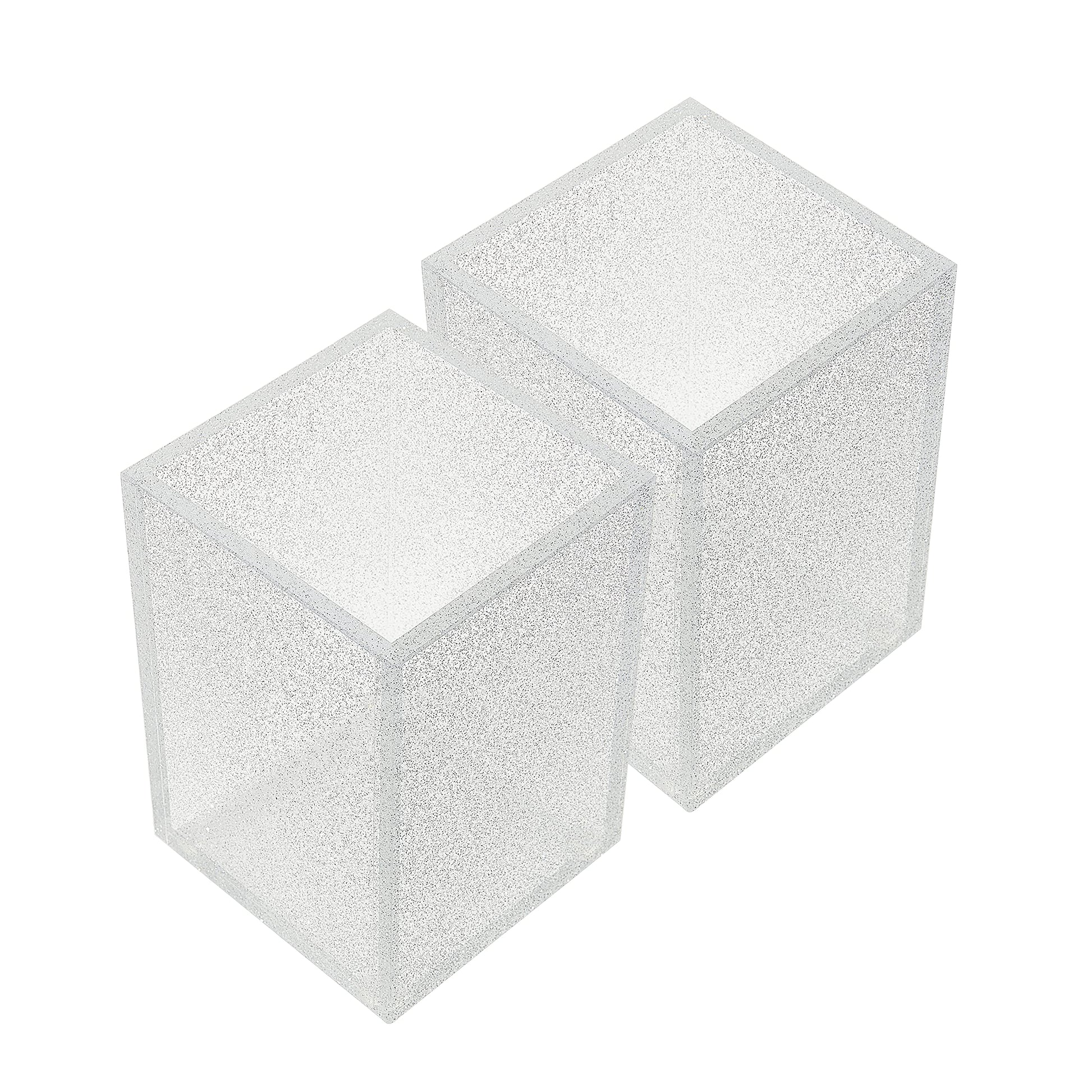 Acrylic Pen Holder Organizer Two Pack, 5mm Thick Clear Pencil Cup for Storing Office Supplies