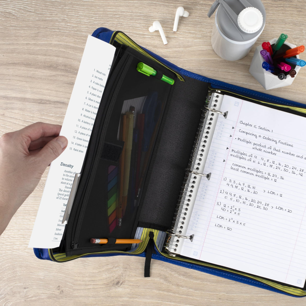Five Star Zipper Binder 1.5 Inch O-Rings Case Organiser with 3-Pocket Expanding File, 500 Sheet