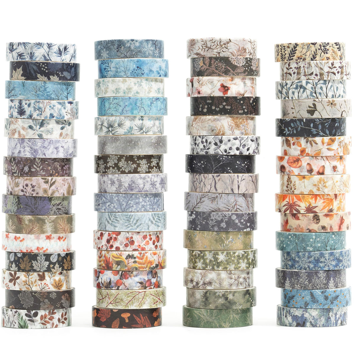 YUBX Flowers Washi Tape Set 60 Rolls Leaves Patterns Decorative Skinny Snow Masking Tapes for Arts