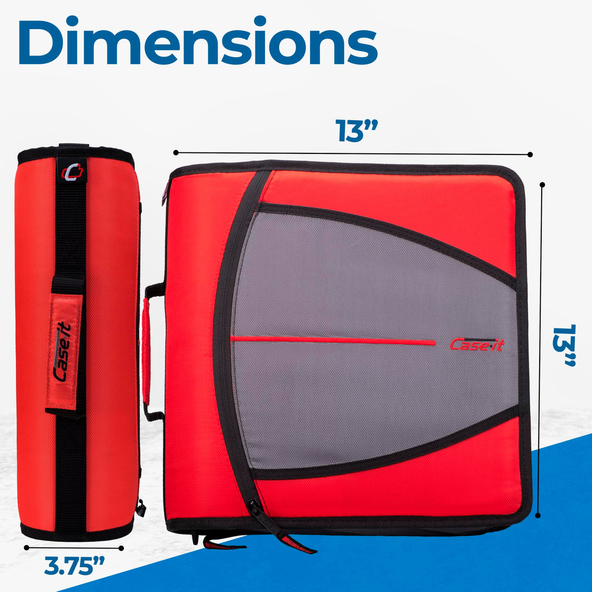 Case-it Zipper Binder | 3-Inch O-Rings | 600-Sheet | D-146 Fire Engine Red